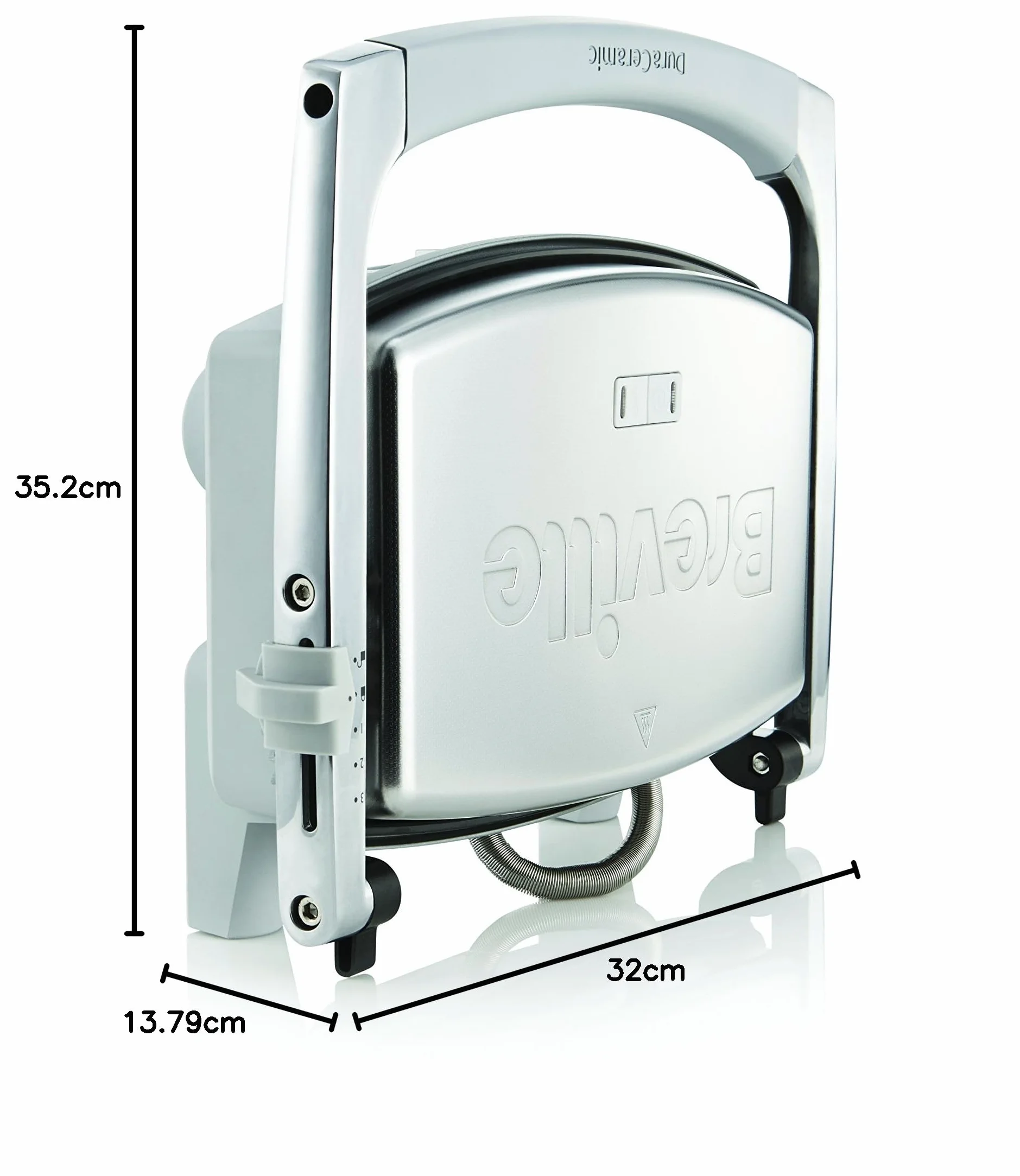 Breville opiekacz DuraCeramic VST071X, na 3 kanapki, srebrny, opiekacz do panini [Klasa energetyczna A]