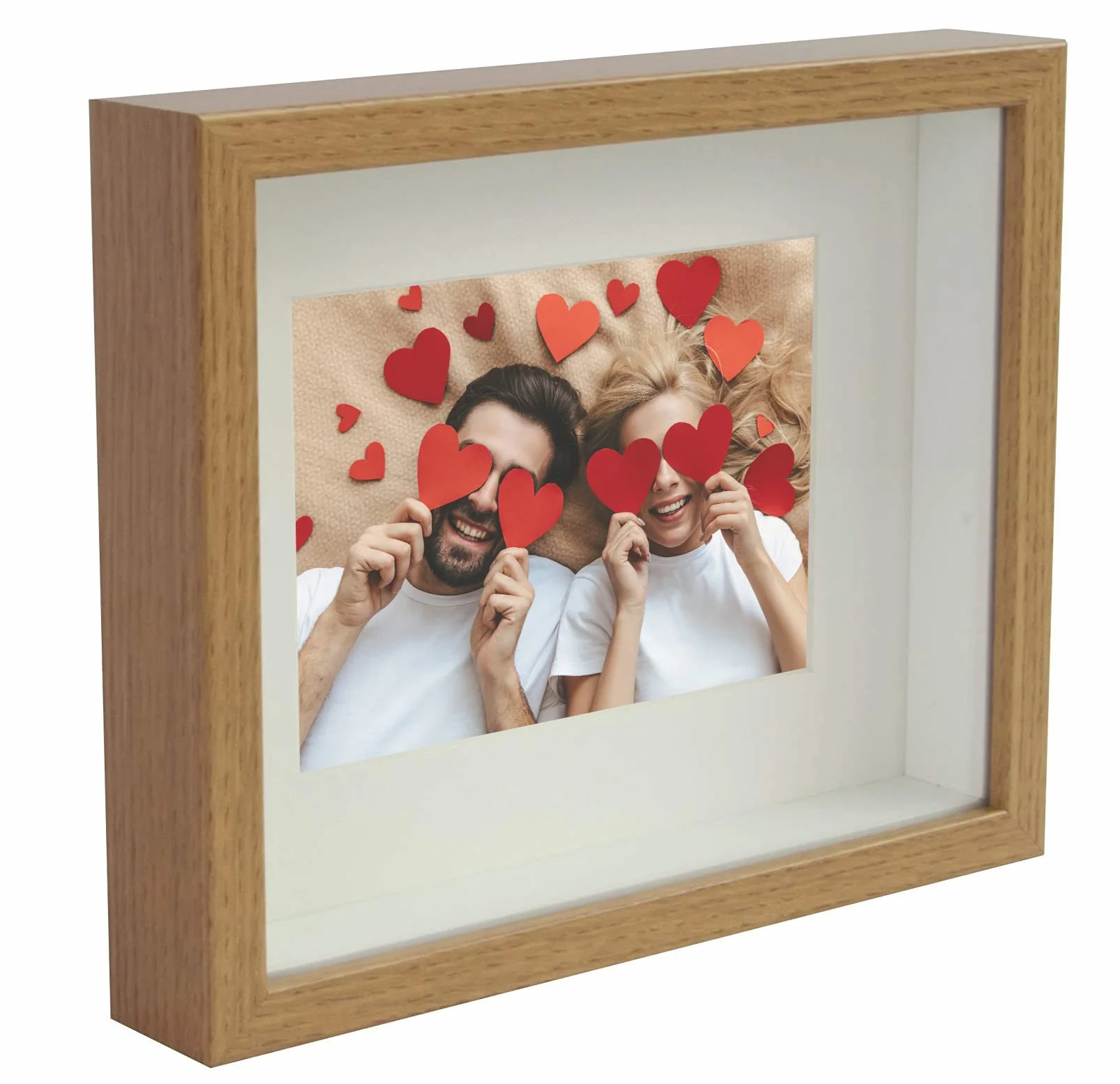 BD ART Pudełko 3D ramka na przedmioty z passe-partout 20 x 25 cm dąb prostokątna głębsza 3 cm