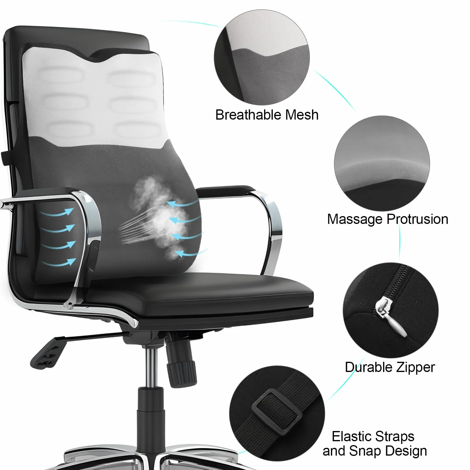 Poduszka lędźwiowa do samochodu, poduszka podtrzymująca odcinek lędźwiowy, pianka z pamięcią kształtu, ergonomiczna poduszka na plecy do krzesła biurowego, szara