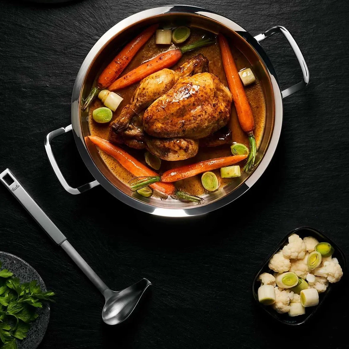 Fissler Original Profi Collection garnek do smażenia (Ø 20 cm, 2,6 litra), garnek do gotowania ze stali nierdzewnej, brytfanna z metalową pokrywką – indukcja, srebrny