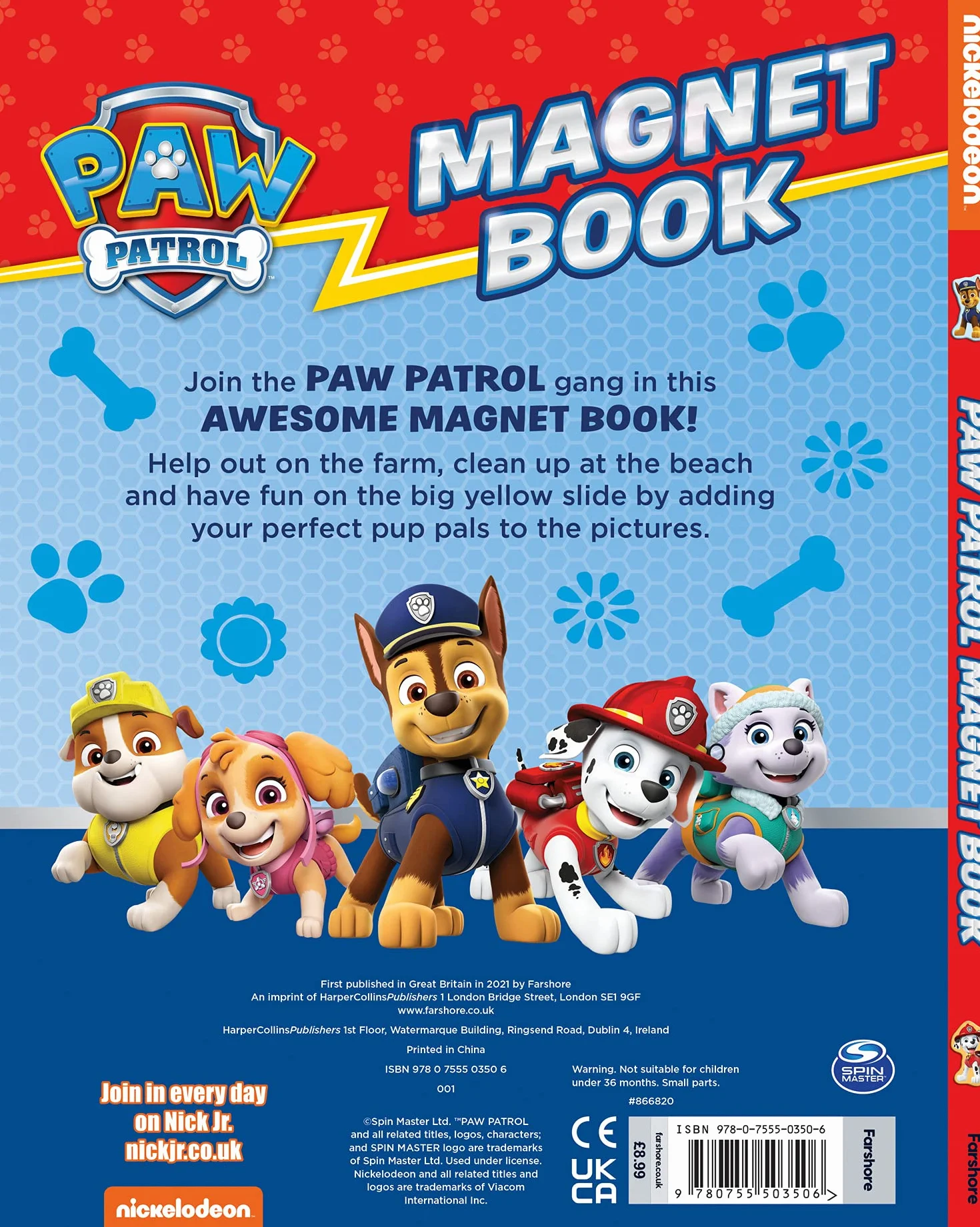 Paw Patrol Magnet Book: With 8 magnets! A fun illustrated play book for children aged 3, 4, 5 based on the Nickelodeon TV Series