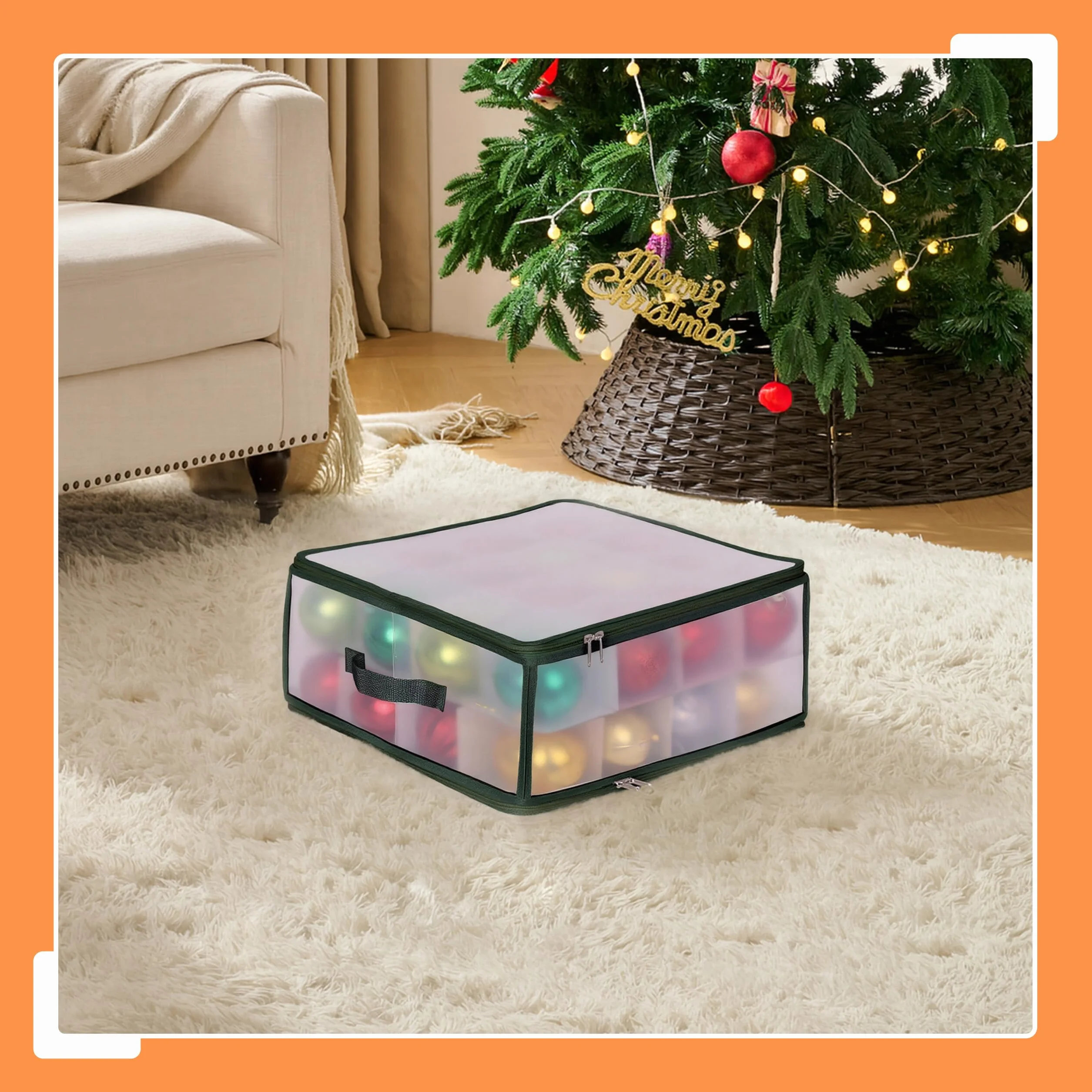 Relaxdays Pudełko do przechowywania bombek bożonarodzeniowych, 32 bombki, wys. x szer. x gł.: 18 x 36 x 36 cm, tworzywo sztuczne, tektura, pudełko kulkowe, przezroczyste/zielone