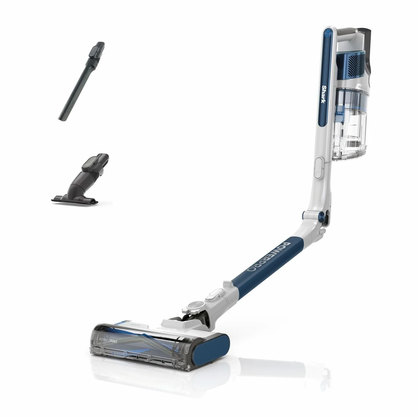 Shark PowerPro Odkurzacz bezprzewodowy, FloorDetect, Anti-Hair Wrap, Anti-Allergen Complete Seal, lekki, elastyczny, tryb ręczny, czas pracy 50 min, pojemnik na kurz XL, granatowy metaliczny, IZ380EU