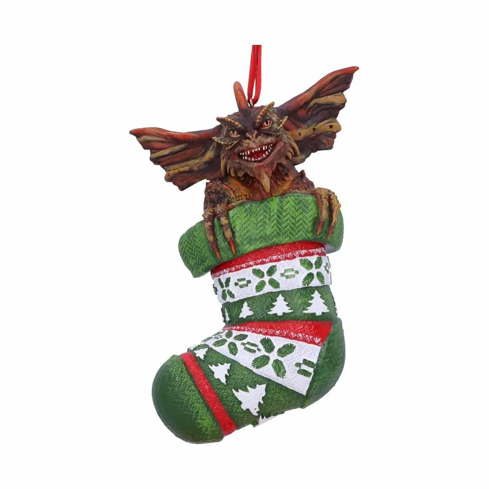 Nemesis Now Gremliny irokez w pończochach wiszący świąteczny dekoracyjny ornament 12 cm, żywica, zielony, oficjalnie licencjonowany towar Harry Potter, odlewany w najlepszej żywicy, fachowo ręcznie