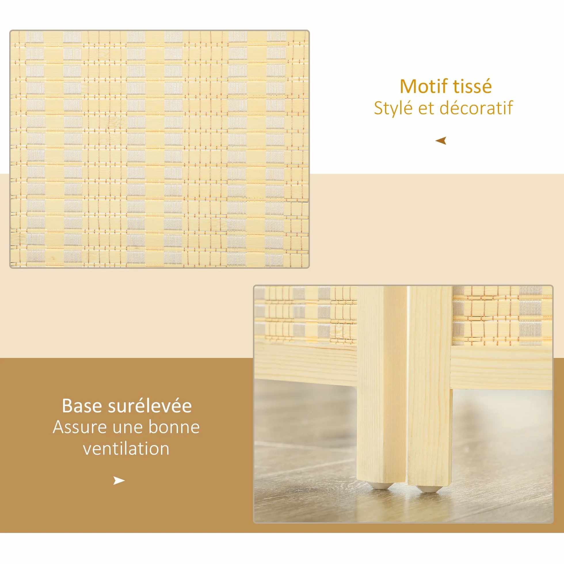 HOMCOM Drewniana ścianka działowa 3 panele 135 x 180 cm składana