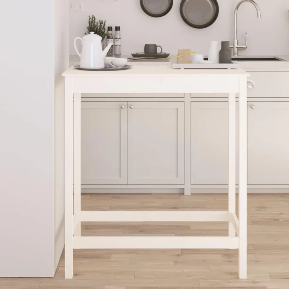 vidaXL Stolik barowy biały 100x50x110 cm lite drewno sosnowe