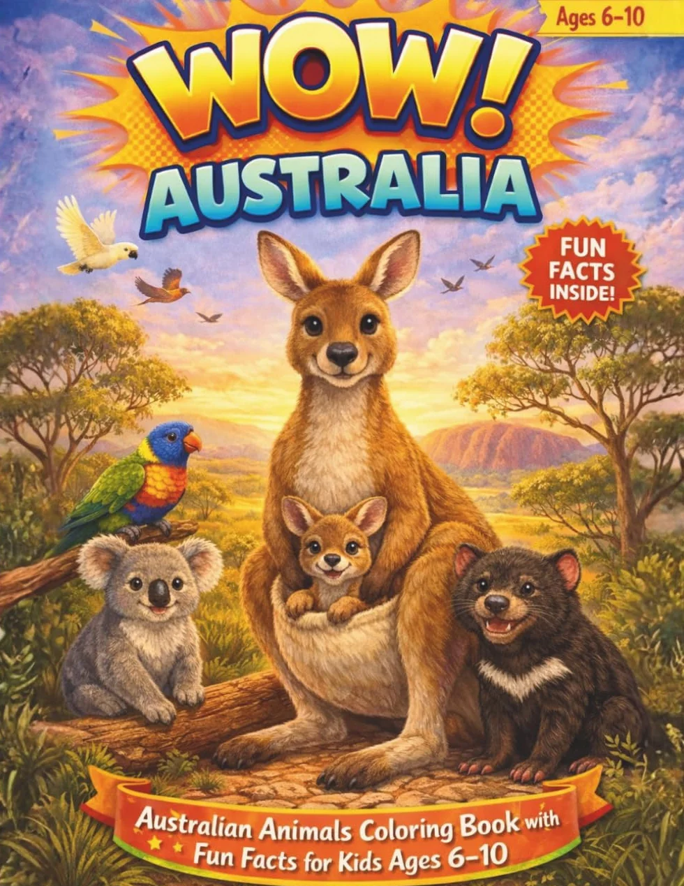 WOW! Australia: Australian Animals Coloring Book with Fun Facts for Kids Ages 6–10