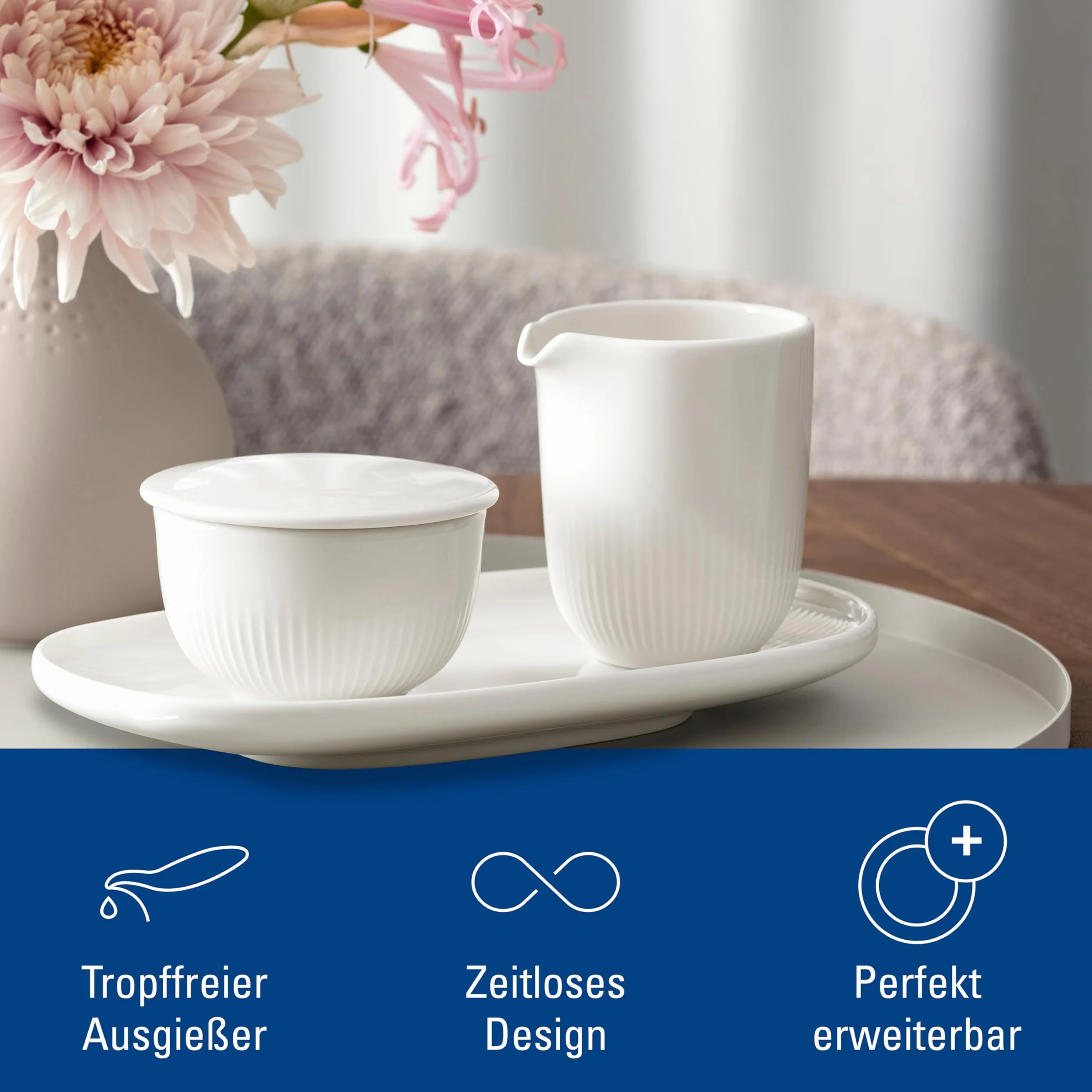 Villeroy & Boch - Afina mlecznik/sosjerka, dzbanuszek do mleka, śmietany i sosów, można myć w zmywarce, można używać w kuchence mikrofalowej, porcelana Premium Made in Germany, biały
