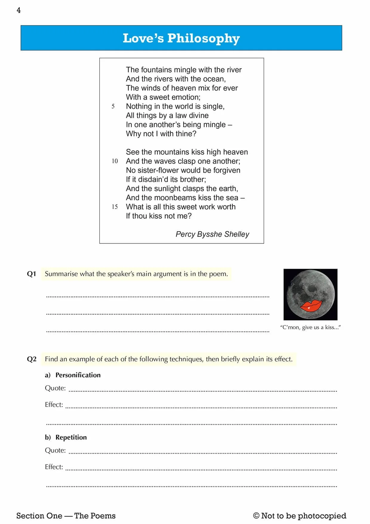 GCSE English Literature AQA Poetry Workbook: Love & Relationships Anthology (includes Answers)