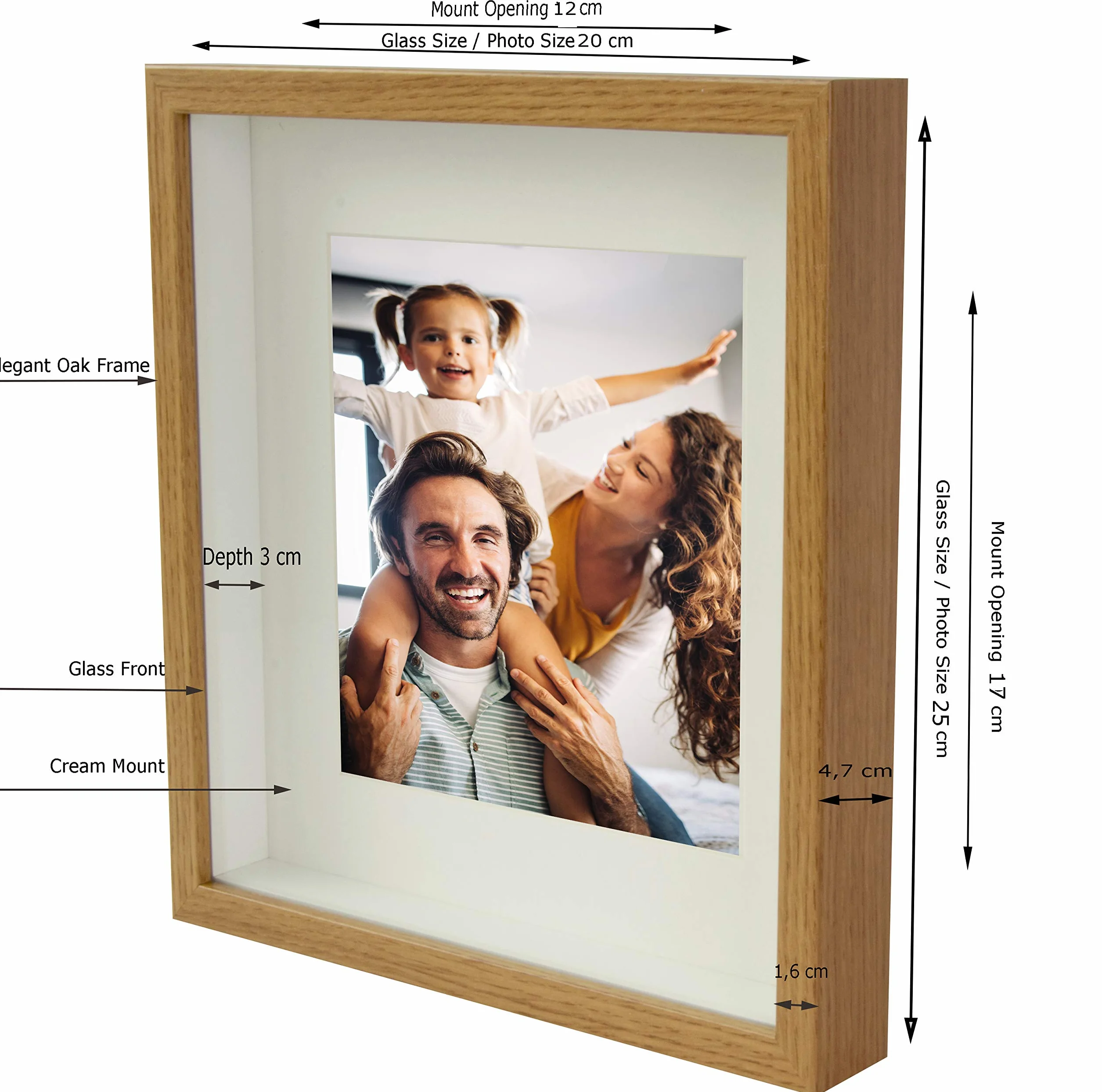 BD ART Pudełko 3D ramka na przedmioty z passe-partout 20 x 25 cm dąb prostokątna głębsza 3 cm
