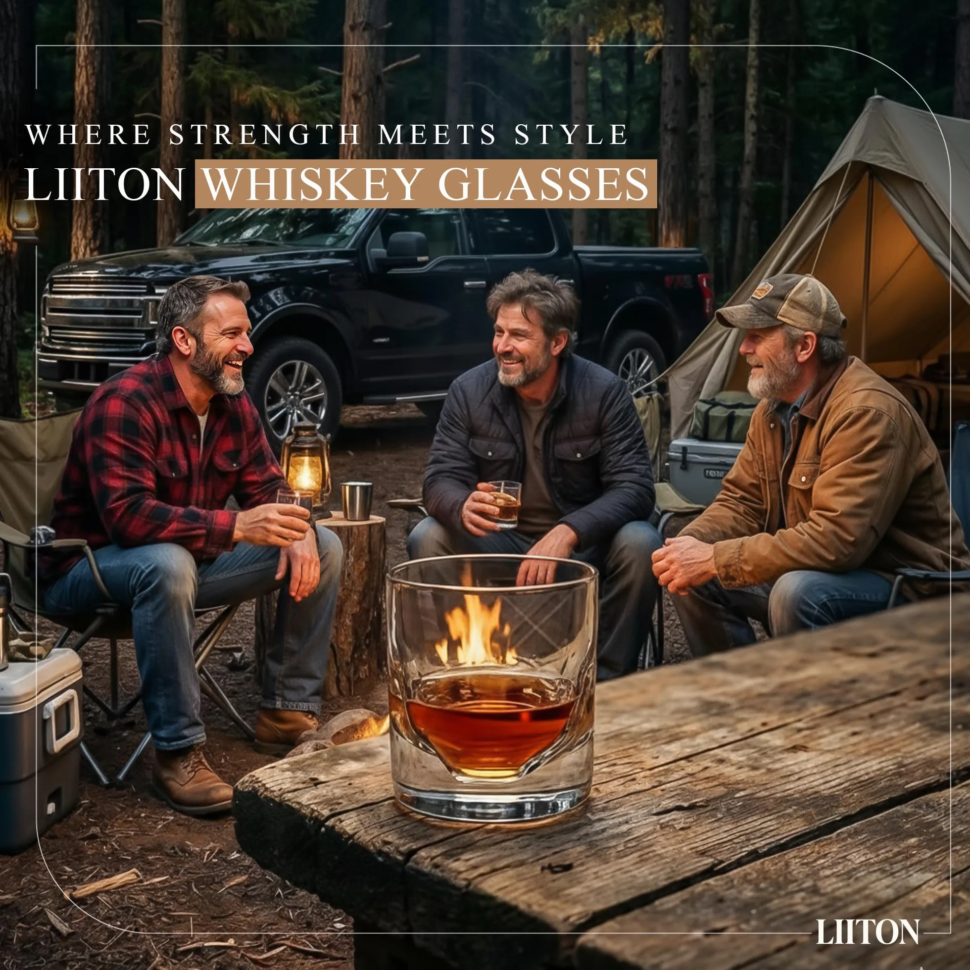 LIITON Grand Canyon Szklanki do whisky w stylu staromodnym, mrożonym, do chłodzenia koktajli, bourbon, szkockiej z 0,5 kg kryształu Królowej Śniegu, prezenty dla mężczyzn na Dzień Śniegu