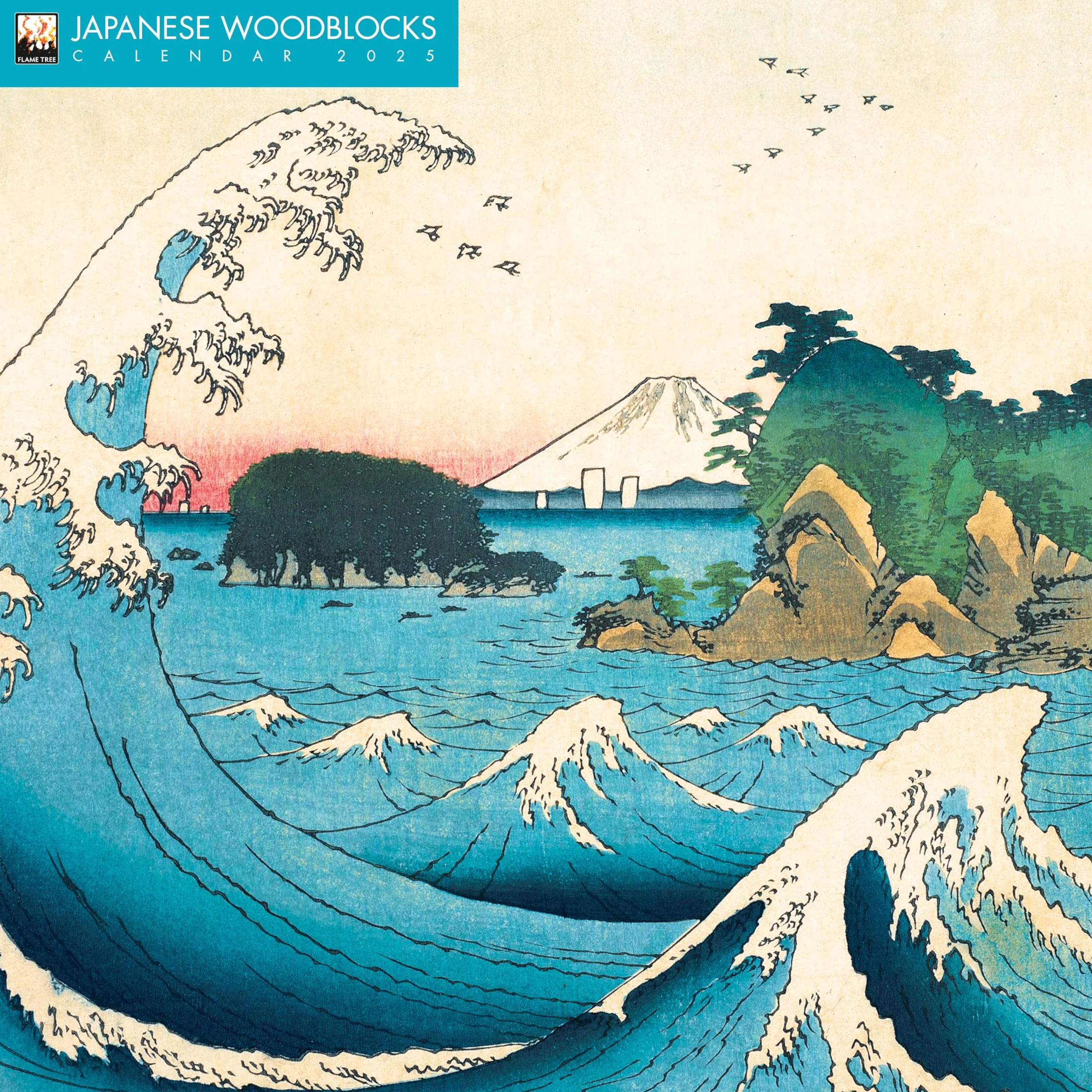 Japanese Woodblocks Wall Calendar 2025 (Art Calendar): Original Flame Tree Publishing-Kalender [Kalender]