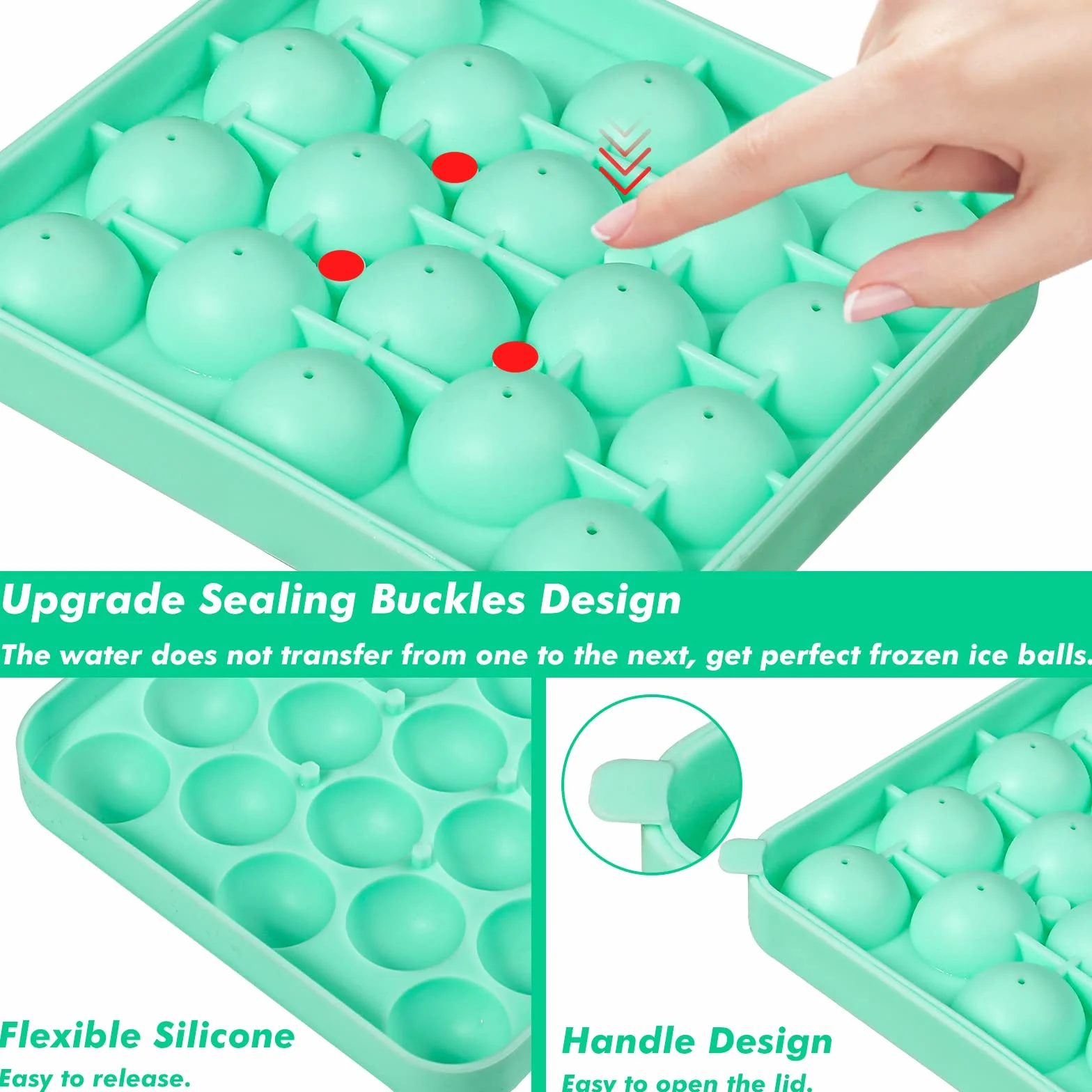 Webake Mini kule foremki do kostek lodu, silikonowe, okrągłe tacki na kostki lodu, 2 szt., 2,8 cm, małe kule, foremki do kostek lodu, do koktajli, whisky, herbaty, kawy