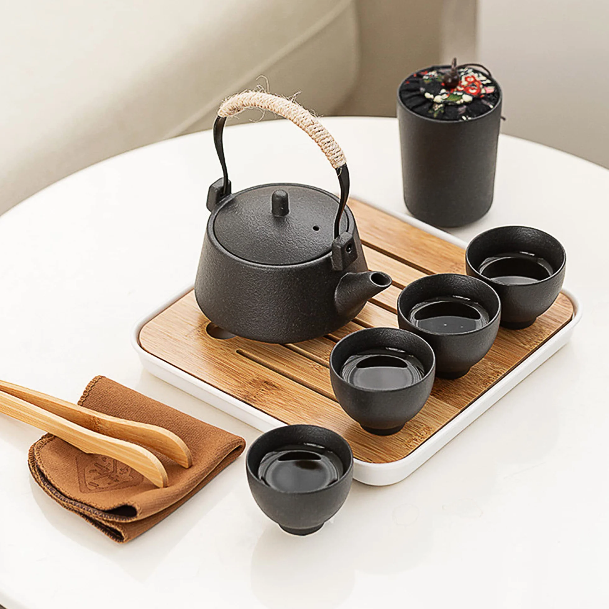 Fanquare ceramiczny zestaw do herbaty Kung Fu przenośny z tacą i czajnikiem