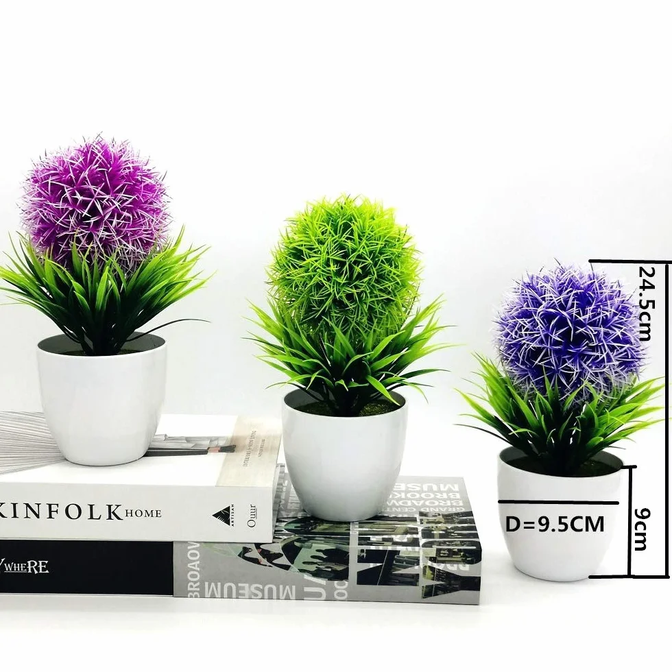 Sztuczne Rośliny Doniczkowe: Bukszpan, Drzewo w Kształcie Kuli, Świeże Zielone Krzewy, Trawa Bonsai, Zieleń do Wystroju Domu, Dekoracja Biura i Ogrodu