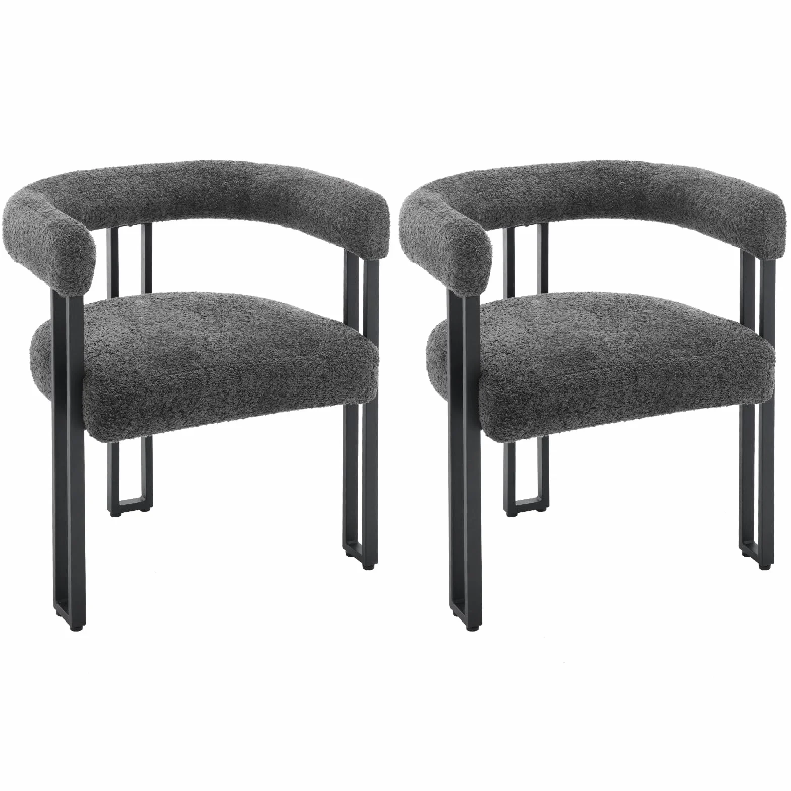 WOLTU 2 x krzesła do jadalni, krzesła z podłokietnikami, designerskie krzesło kuchenne, krzesło do jadalni, salonu, sypialni, z metalu szenilowego, ciemnoszare EZS25dgr-2