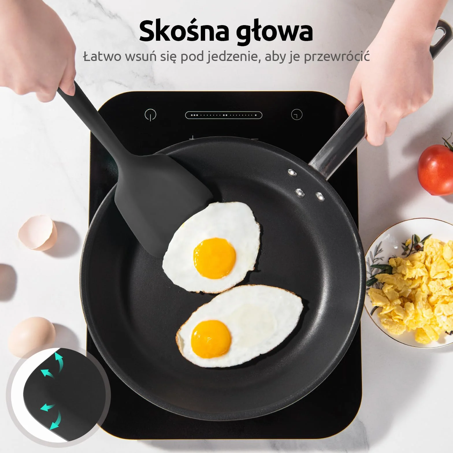 U-Taste Bardzo długa silikonowa szpatułka: odporna na ciepło 315 ℃, solidna i szczelinowa szpatułka kuchenna, łopatka do gotowania do smażenia naleśników rybnych (Czarny, 2 sztuki)