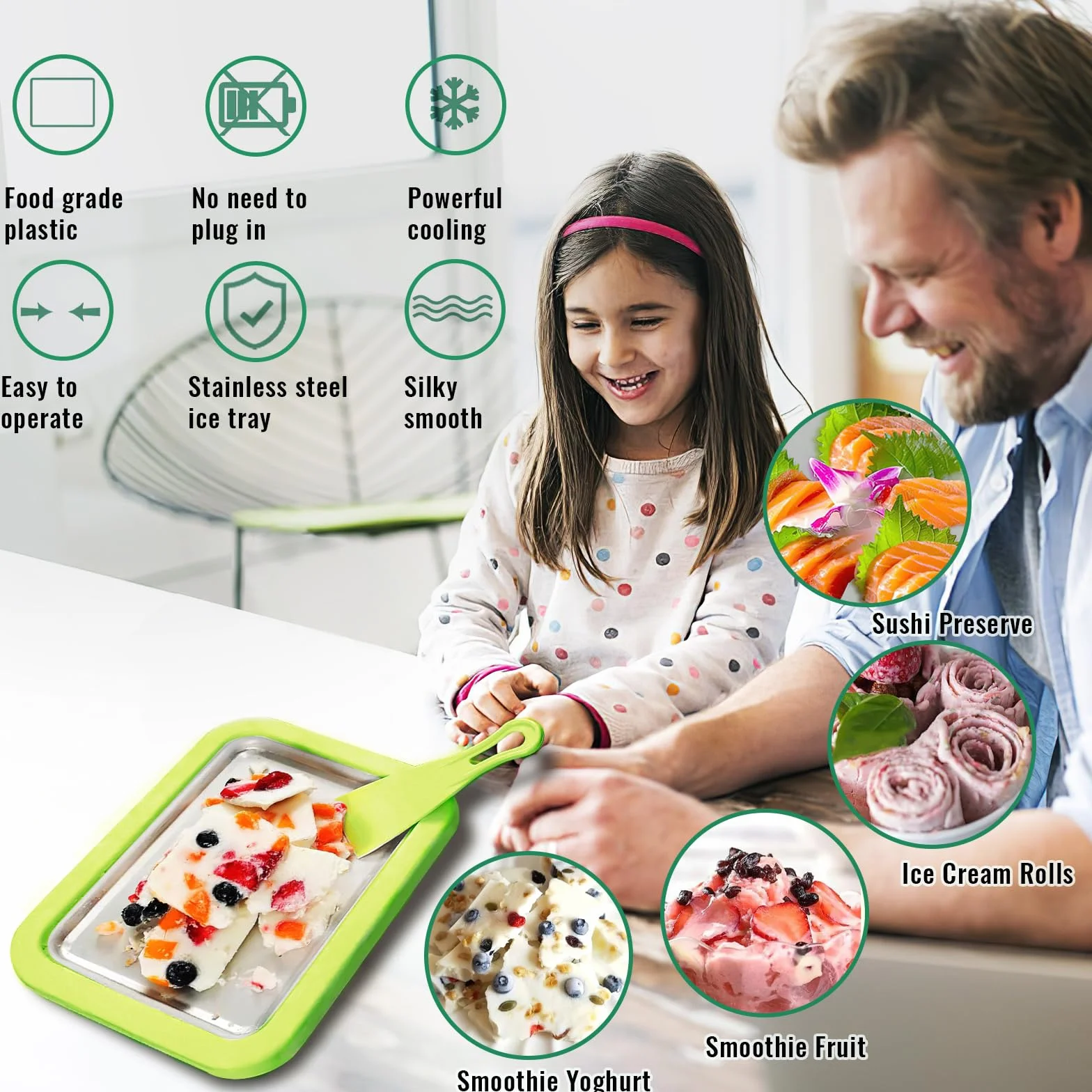 ACTOYS Maszyna do jogurtu lodowego, Ice Roll Plaqueen, DIY Maker dla lody, sorbetów i jogurtów
