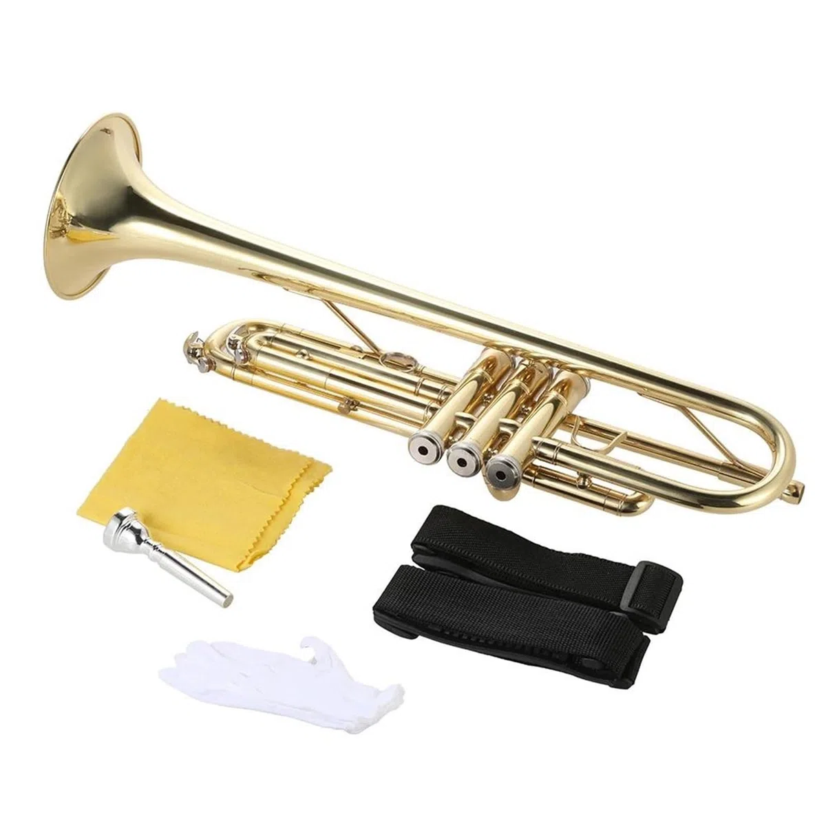 Standard Trąbka Trąbka Bb Płaski Mosiądz Złoty Malowany Wykwintny Trwały Instrument Muzyczny Instrumenty Mosiężne