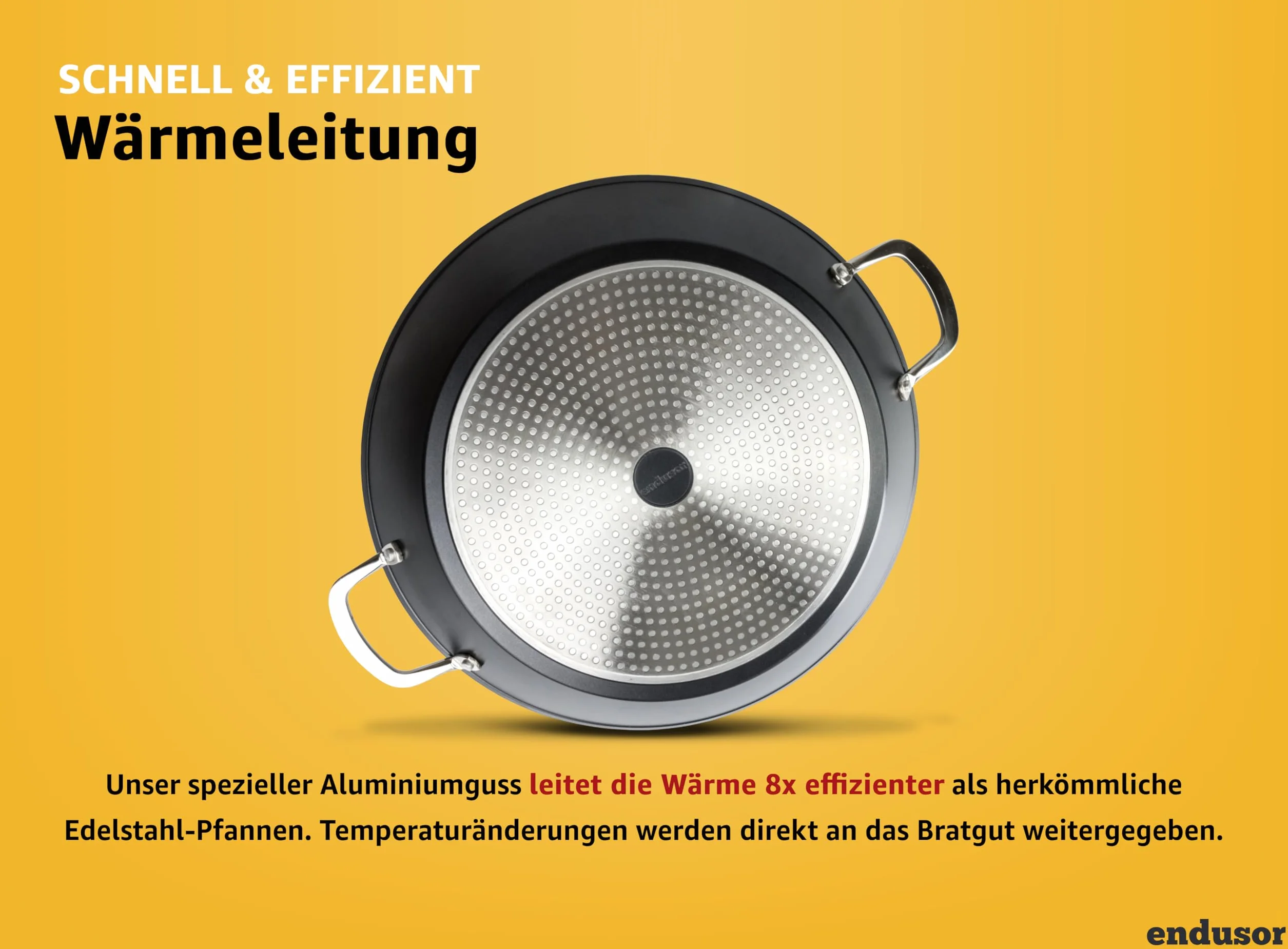 endusor Paella patelnia indukcyjna Ø 38 cm z powłoką zapobiegającą przywieraniu | dla 6-8 osób | wszystkie rodzaje kuchenek + piekarnik + grill gazowy | profesjonalna patelnia do paelli wykonana z