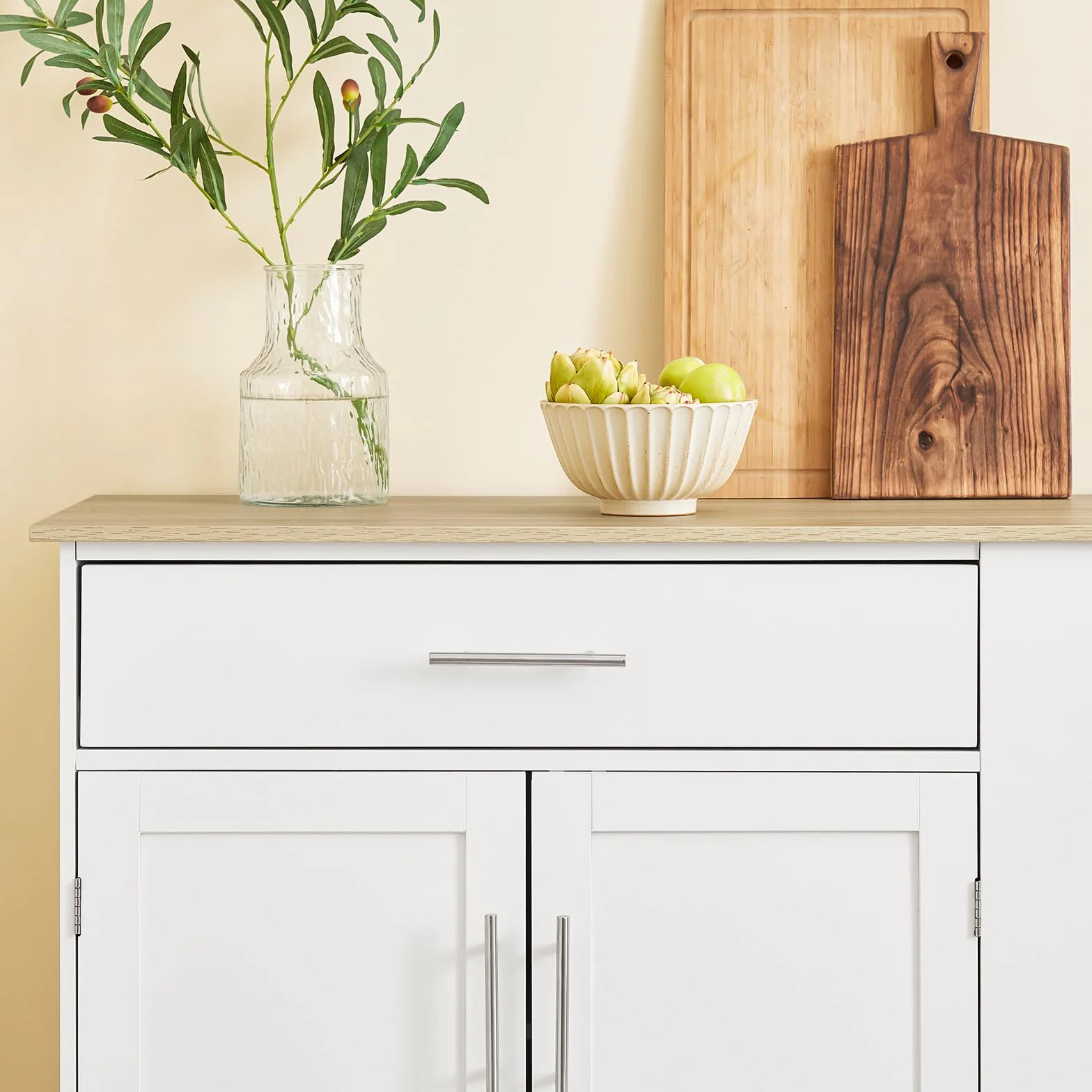 SoBuy Wyspa Kuchenna na Kółkach Mobilny Wózek Kuchenny z Szufladą Regulowaną Półką Biały 99x40x85 cm FKW133-WN