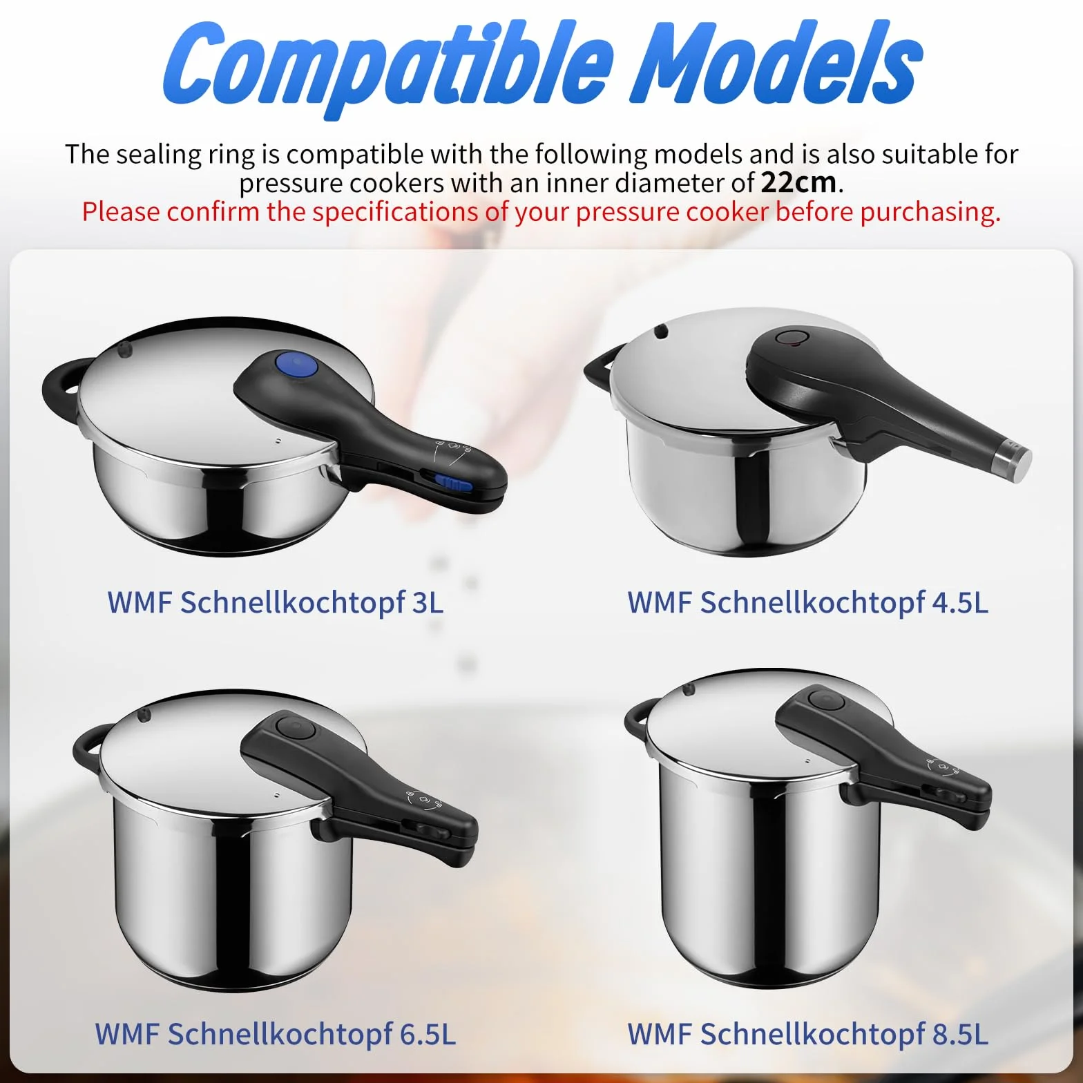 Pierścienie uszczelniające do szybkowaru WMF Perfect 22 cm gumowe uszczelka sygnału gotowania do WMF Perfect Silit Sicomatic do Pressure Cooker 3 l/4,5 l/6,5 l/8,5 l