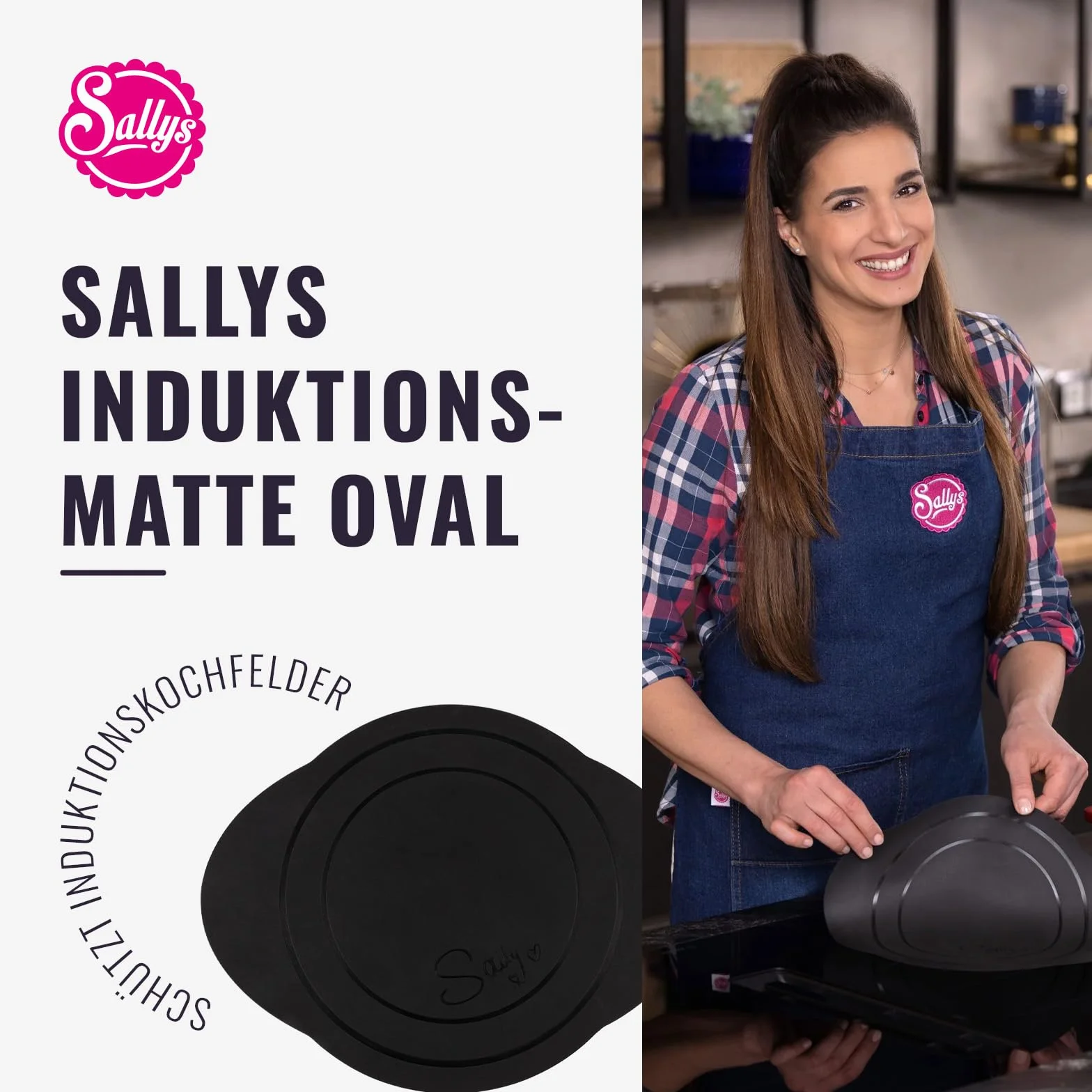Sallys Mata indukcyjna owalna 31,2 x 24,6 cm antypoślizgowa podkładka silikonowa chroni płytę kuchenną odporna na wysokie temperatury