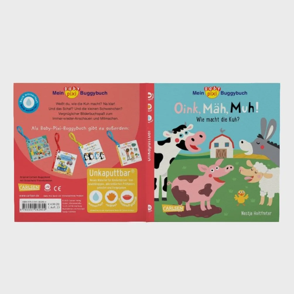 Baby Pixi 140 Mein Baby-Pixi-Buggybuch: Oink, Mäh, Muh! wasserfest schadstoffgeprüft reißfest