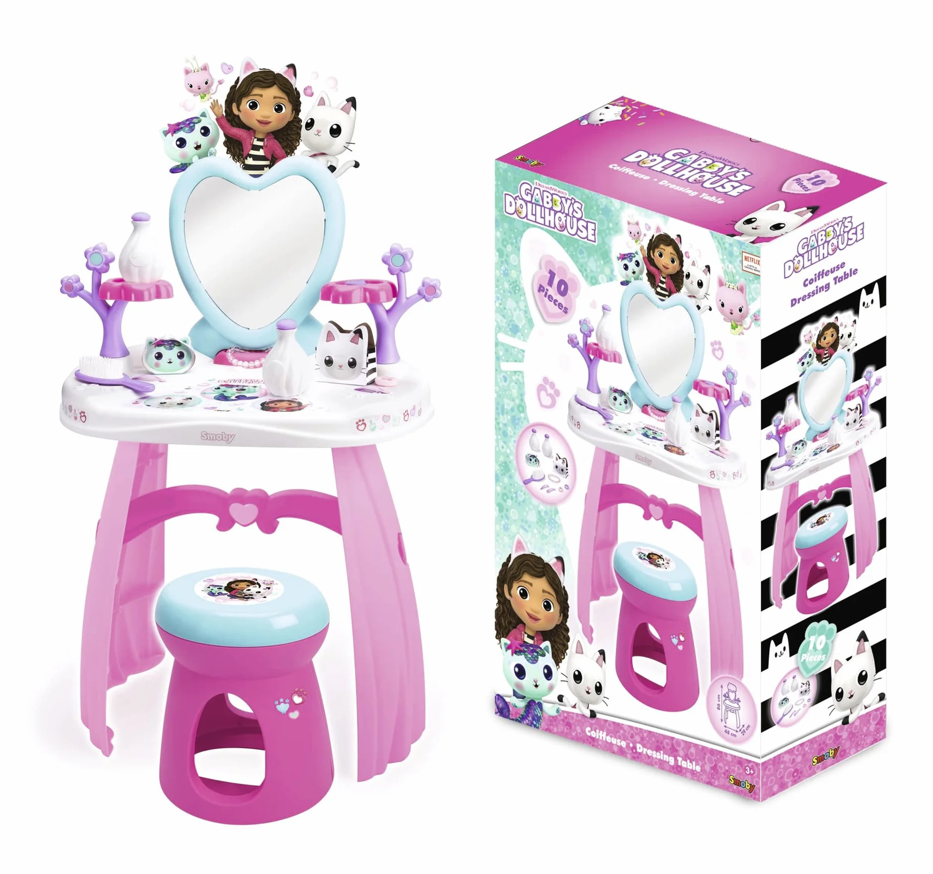 Smoby - Dom dla lalek Gabby- toaletka, w zestawie lustro, siedzisko i akcesoria. 3 lata (7600320255)