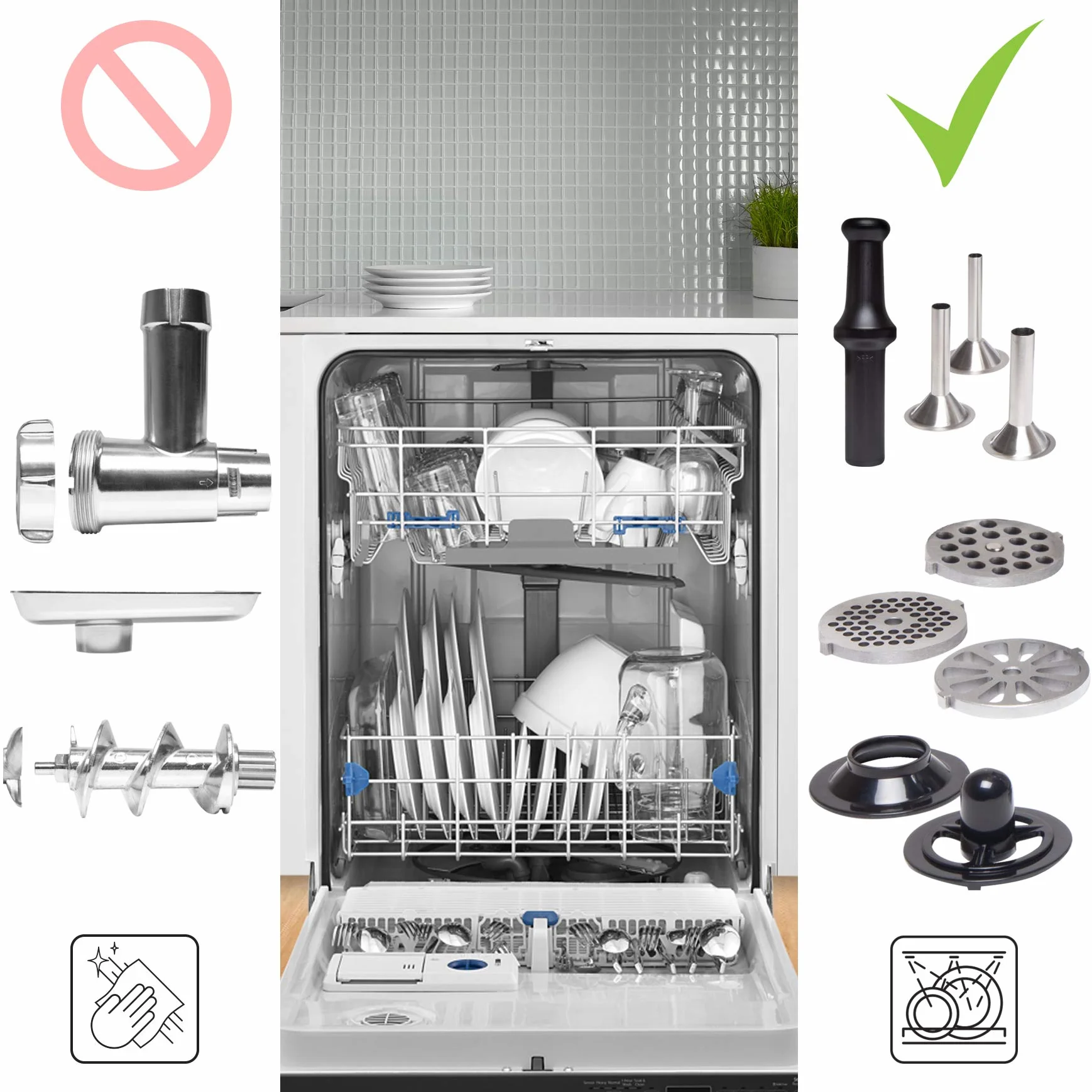 Duronic MG301 Maszynka do mięsa ze stali nierdzewnej 3000W, akcesoria do mięsa mielonego, kiełbaski, kibbé. Idealny do tworzenia przysmaków mięsnych lub warzywnych (wegańskie burgery)