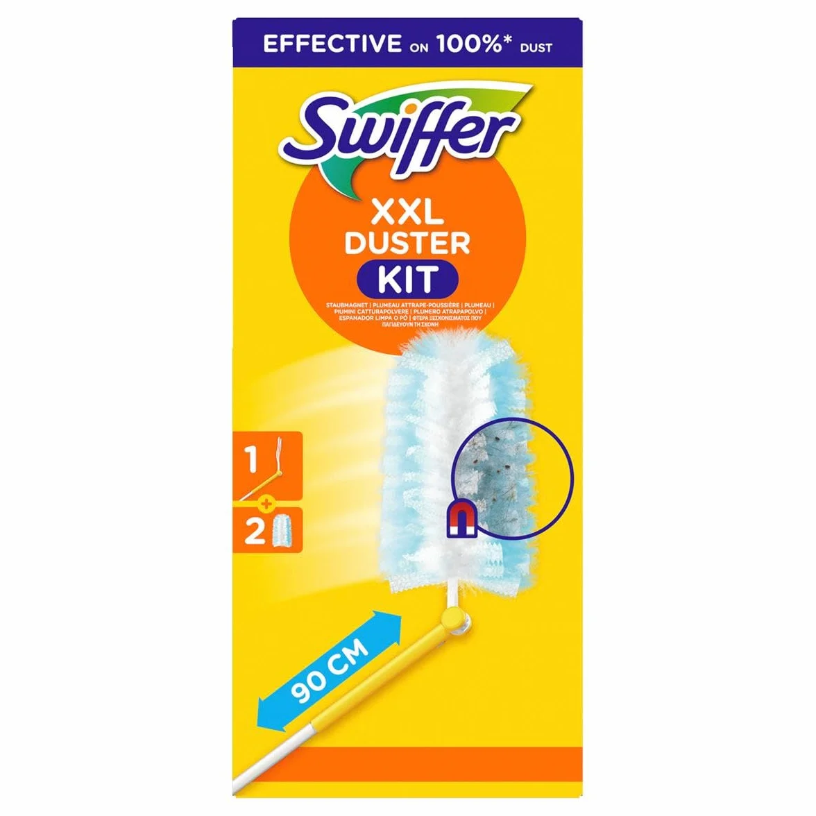 Swiffer Zestaw startowy magnesów przeciwpyłowych – uchwyt XXL plus 2 ściereczki, 1 opakowanie (1 x 1 sztuka)