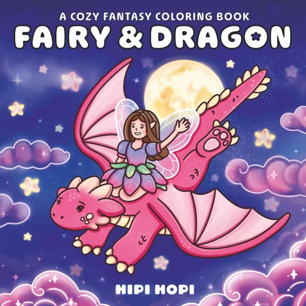 Fairy & Dragon: A Cozy Fantasy Coloring Book for Adults and Teens Featuring Magical and Whimsical Designs with Adorable Characters for Stress Relief and Relaxation (Bold and Easy)