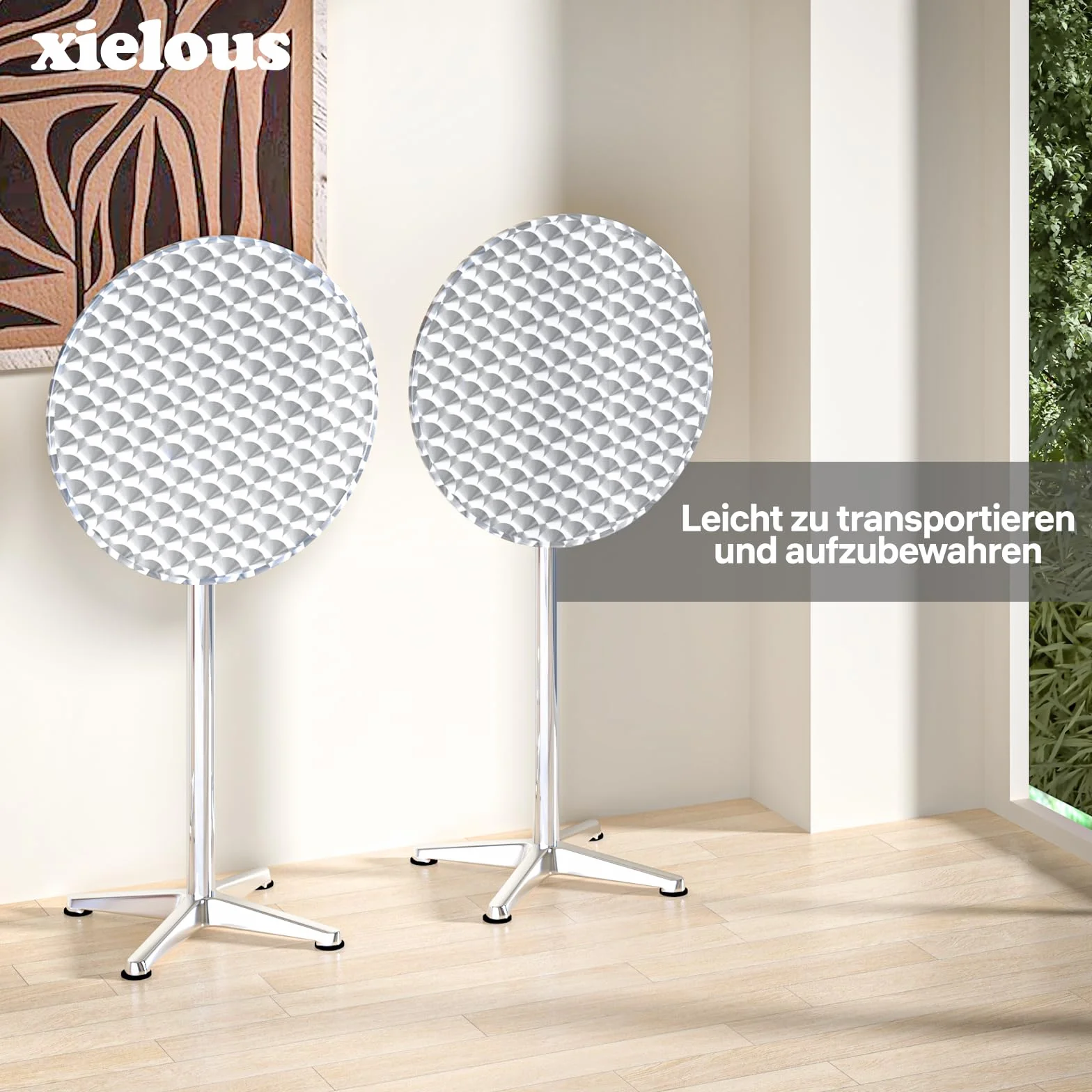 XIELIOUS 3 w 1 stolik barmański, składany stół barmański, średnica 60 cm, 3 wysokości: 49,5 cm/74 cm/114 cm, stal nierdzewna do domu, ogrodu, restauracji, na zewnątrz, stół barowy, stół imprezowy