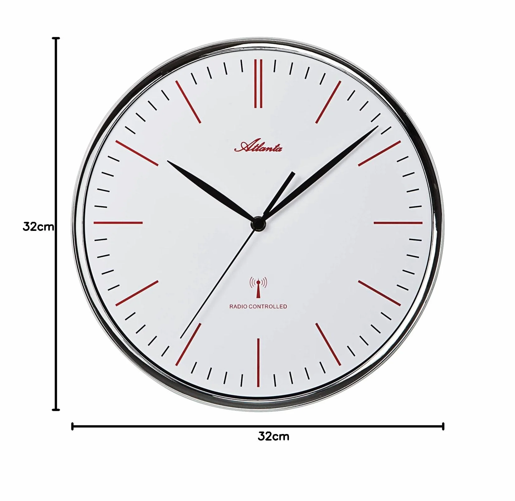 Atlanta Radiowy zegar ścienny bezgłośny 32 cm srebrny