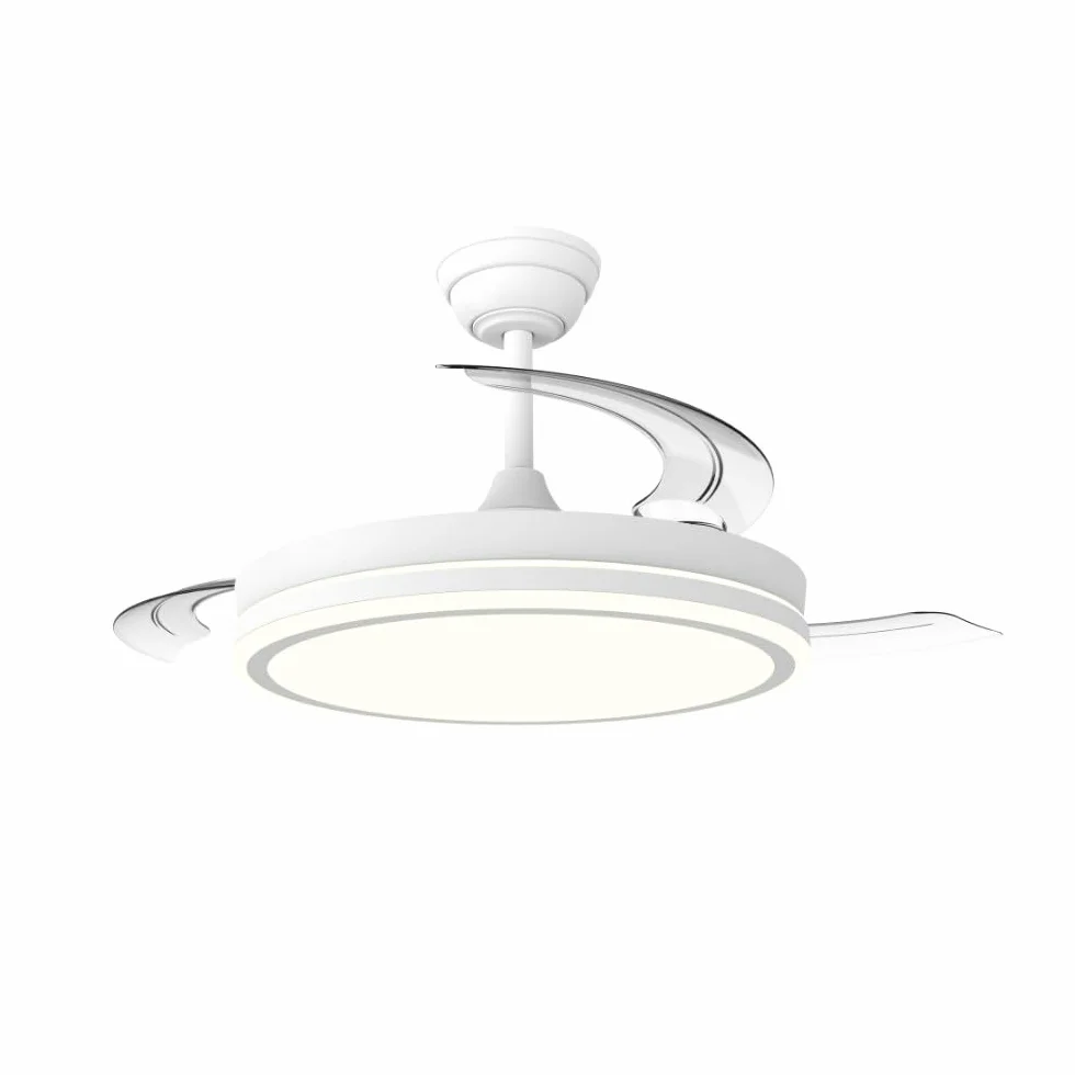 Wentylator LED składane łopatki Miso Evo biały 72 W z pamięcią zasilania, APP, pilot CCT 3000-4000-6000K, ściemnianie, cichy