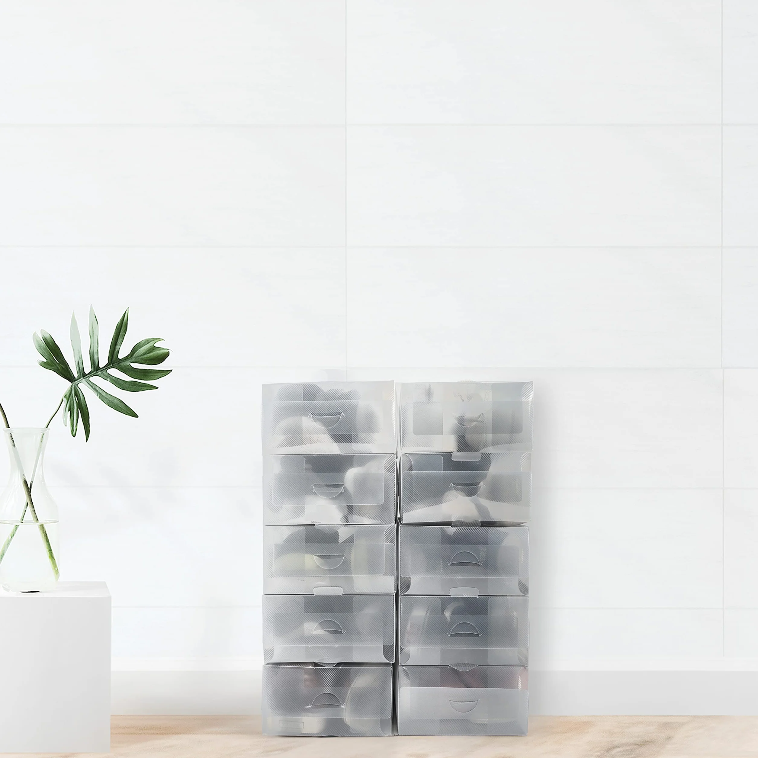 Kurtzy Zestaw 10 przezroczystych plastikowych pudełek do przechowywania butów 33 x 20 x 13 cm składane