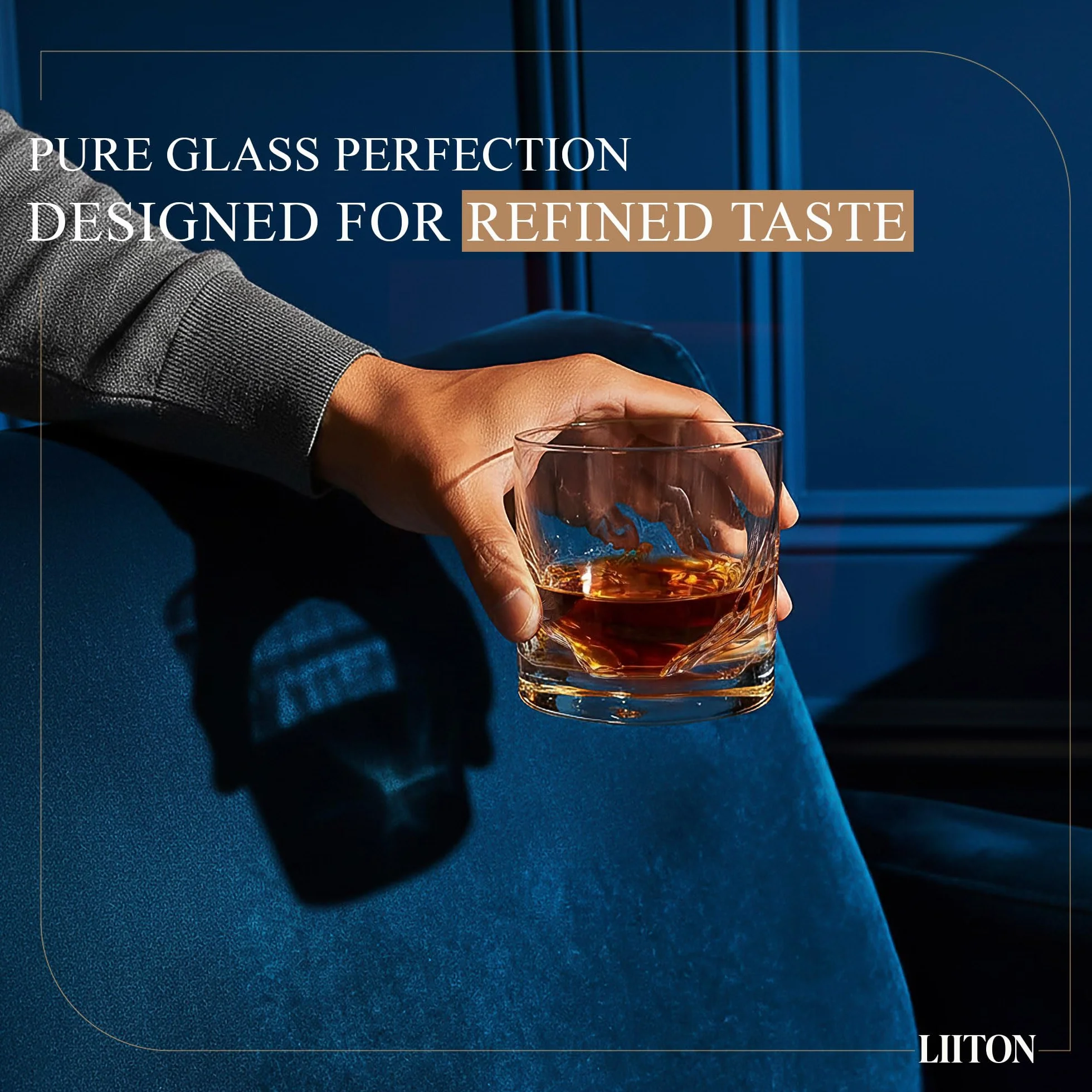 LIITON Grand Canyon Szklanki do whisky w stylu staromodnym, mrożonym, do chłodzenia koktajli, bourbon, szkockiej z 0,5 kg kryształu Królowej Śniegu, prezenty dla mężczyzn na Dzień Śniegu