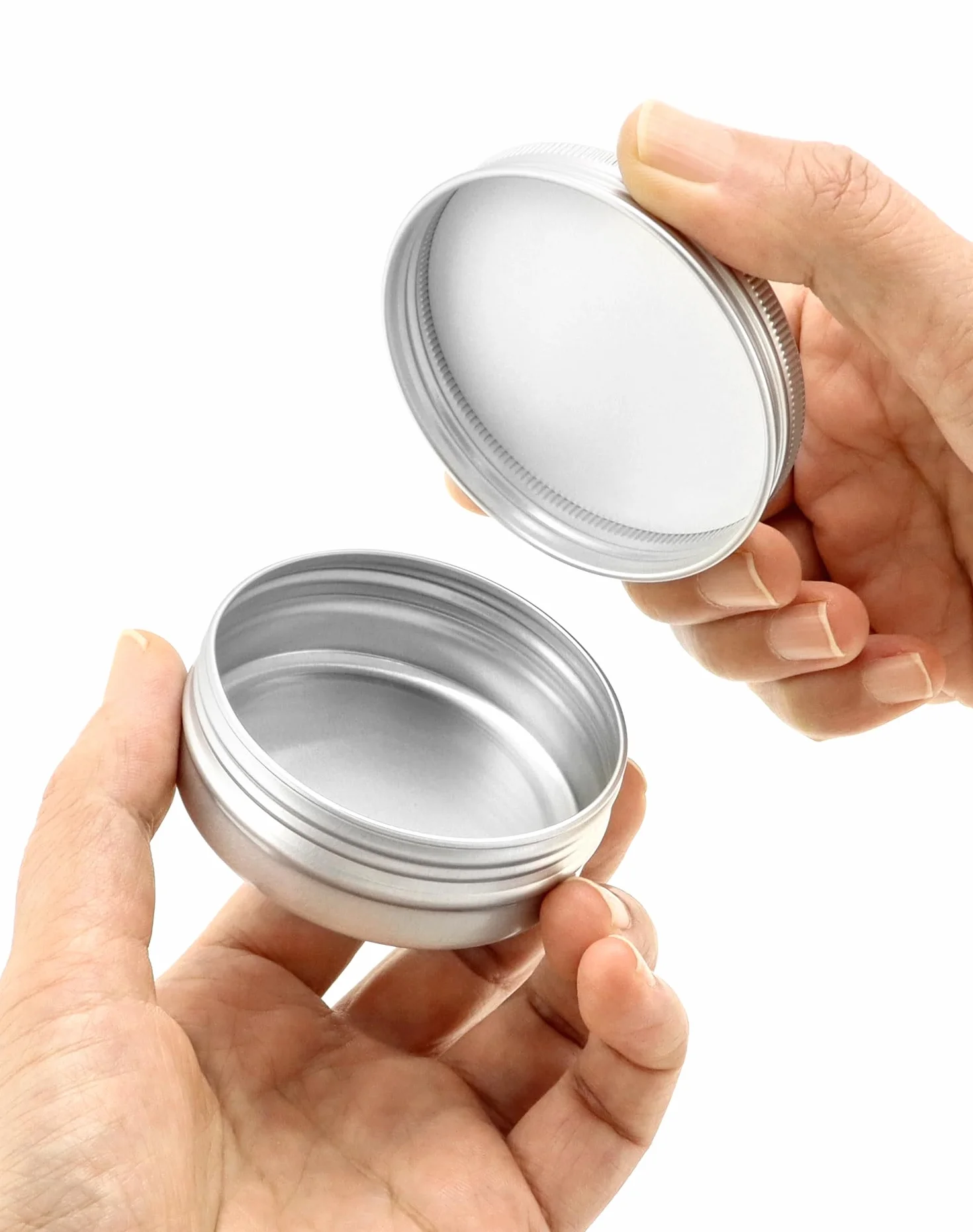 QWORK® Zestaw 24 aluminiowych słoików na kremy z pokrywkami, okrągłe puste słoiki do sortowania biżuterii w kremowym balsamie (60 ml)