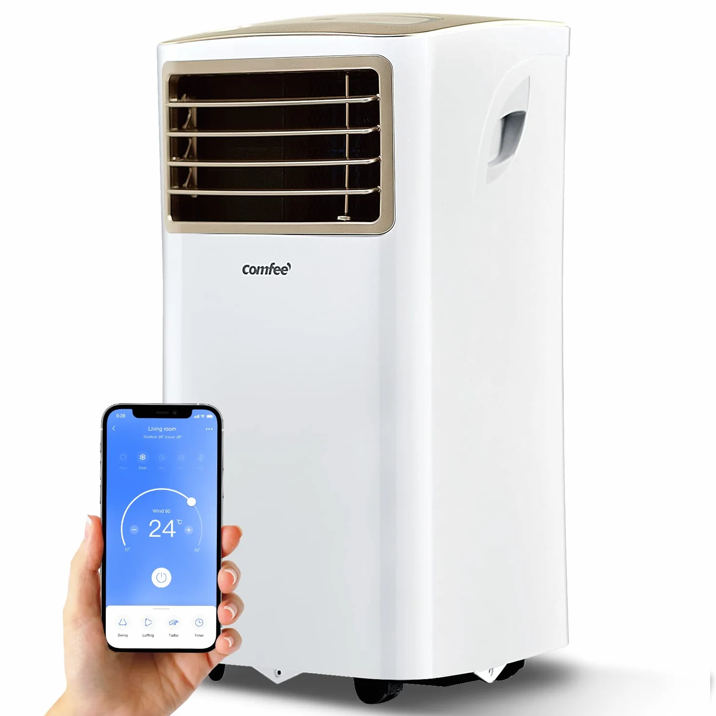 Comfee Przenośny klimatyzator Easy Cool 2.0, 7000 BTU 2,0 kW, chłodzenie, wentylacja i osuszanie, wielkość pomieszczenia do 68 m³ (25㎡), sterowanie za pomocą aplikacji/Alexa/Google Home/IFTTT, mobilny