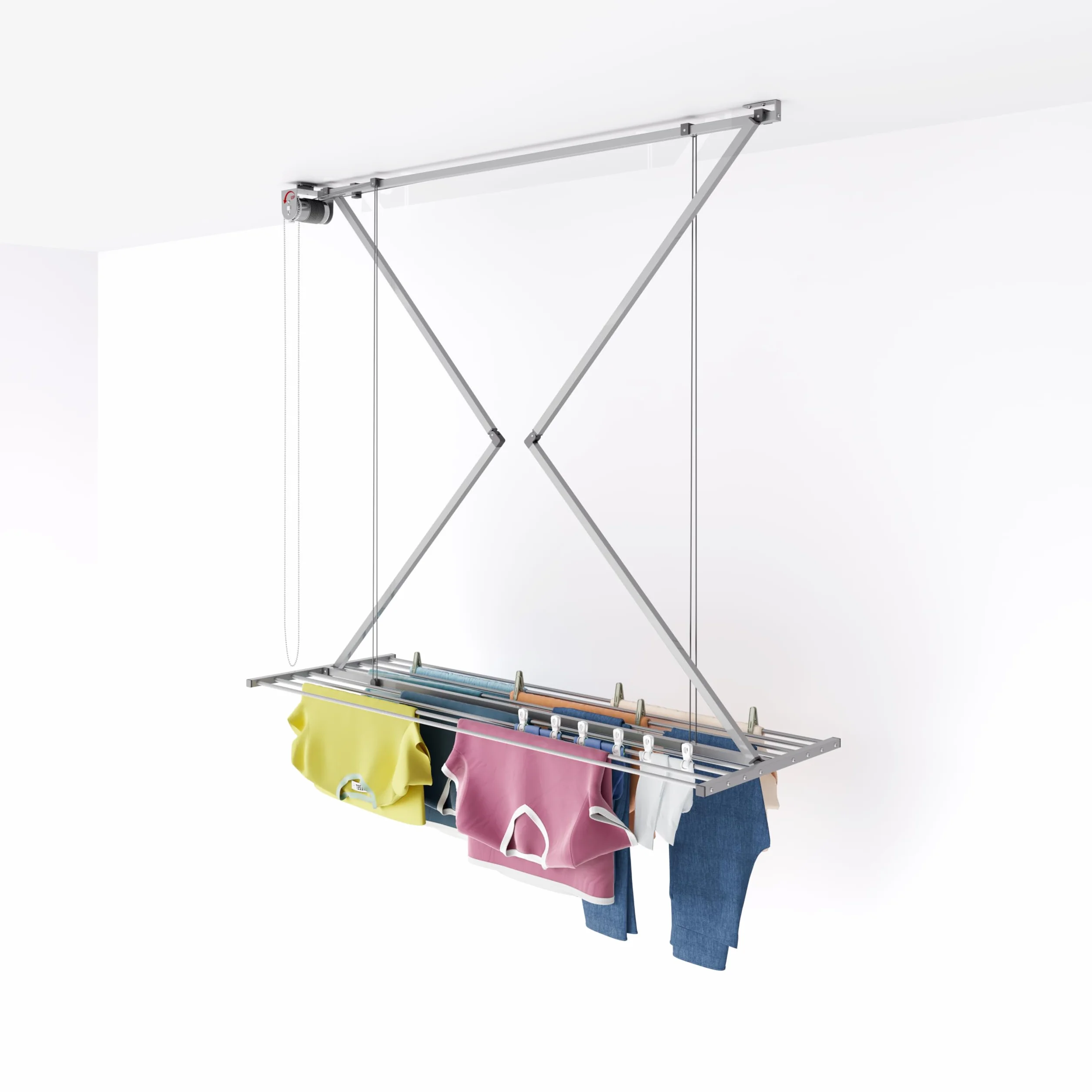 Foxydry Mini stojak sufitowy, pionowa suszarka na pranie, składany, z aluminium i stali (Szary, 150)