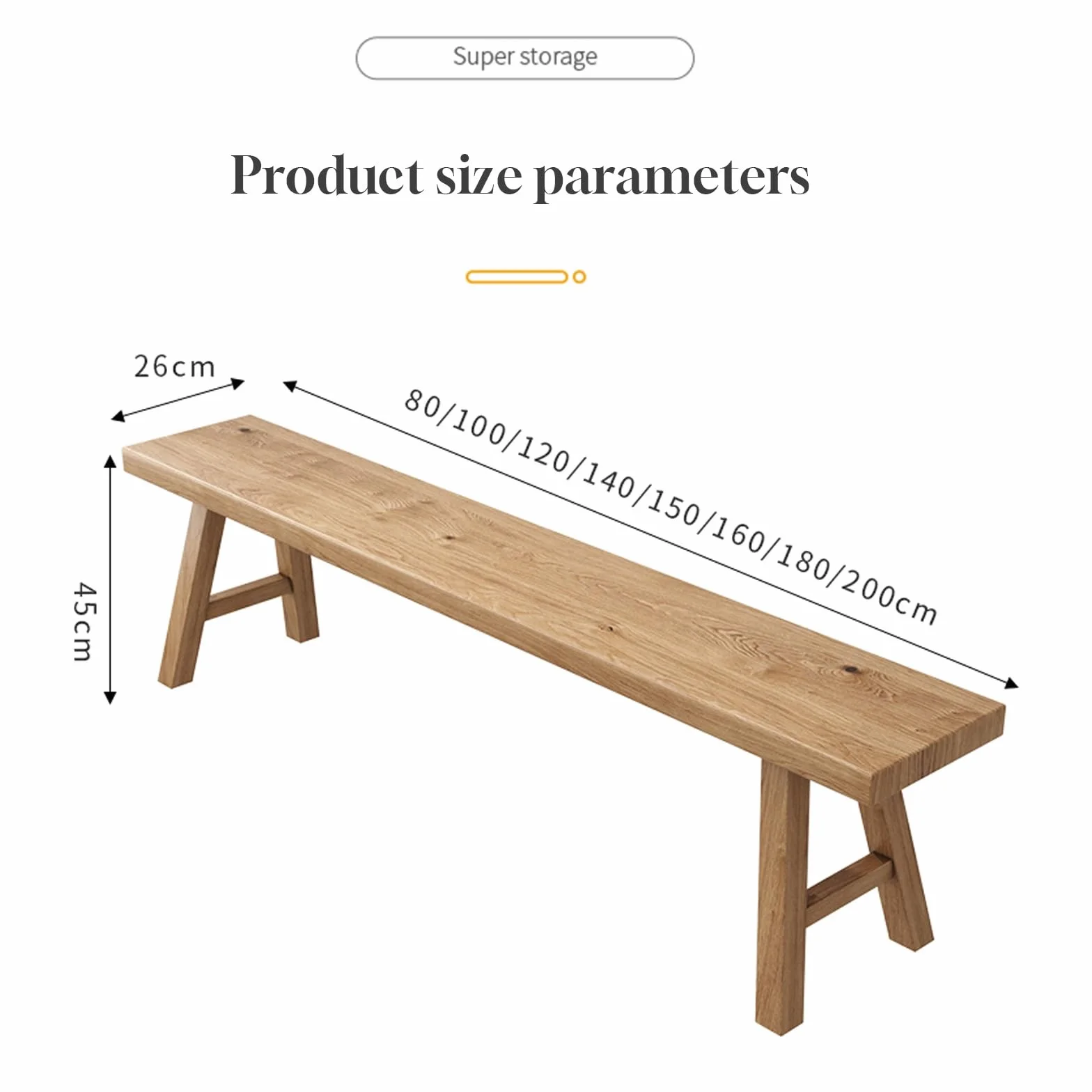 Drewniana ławka wiejska, długa rustykalna ławka do przechowywania półkanapa, wąska ławka antyczna sofa salon, jadalnia, konstrukcja z litego drewna (100 cm/39,4 cala prosta krawędź)