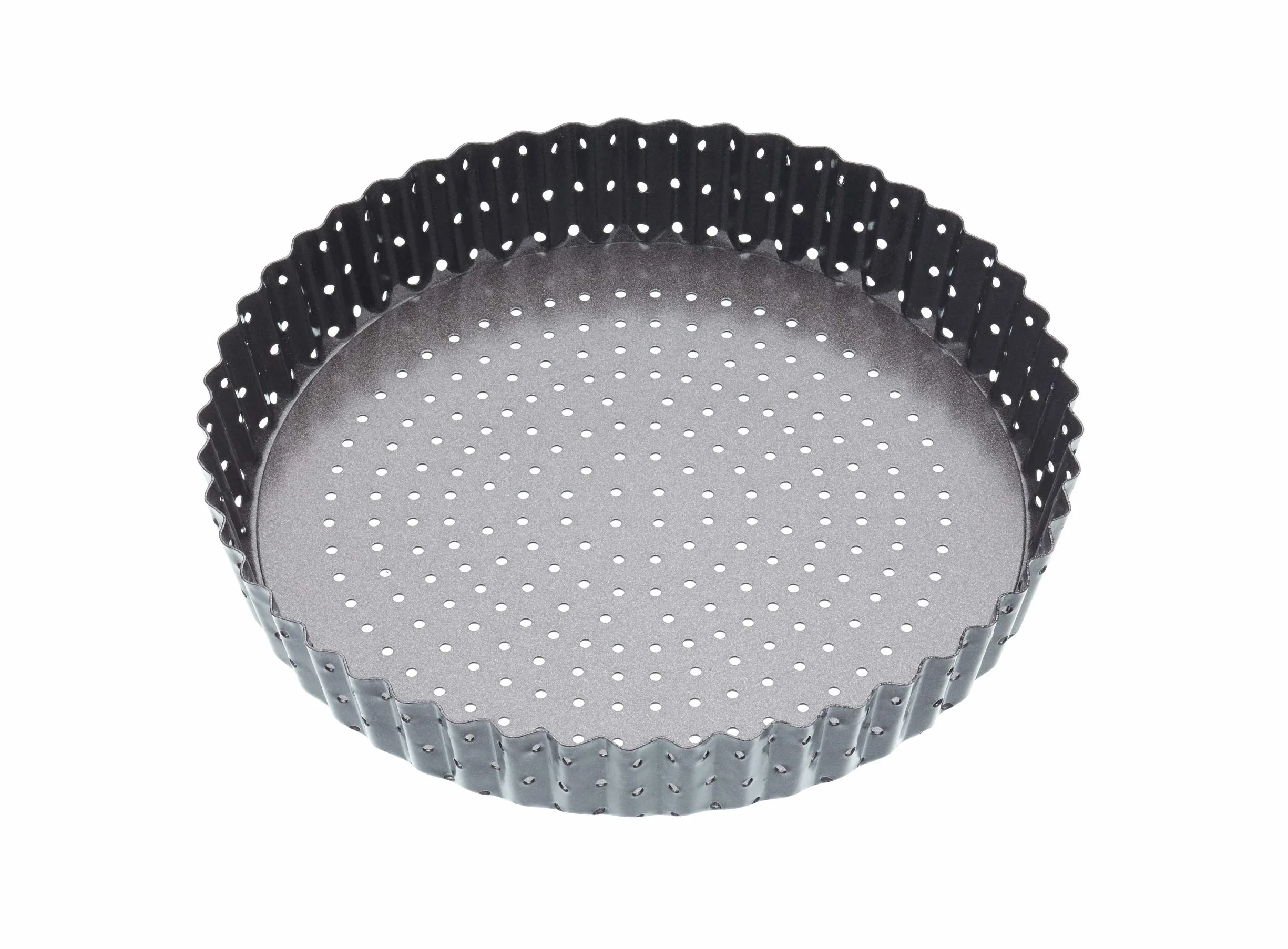 MasterClass Crusty Bake 20 cm perforowana forma do quiche z powłoką nieprzywierającą bez PTFE, PFOA i BPA, solidne dno o grubości 1 mm ze stali węglowej, karbowana, szara