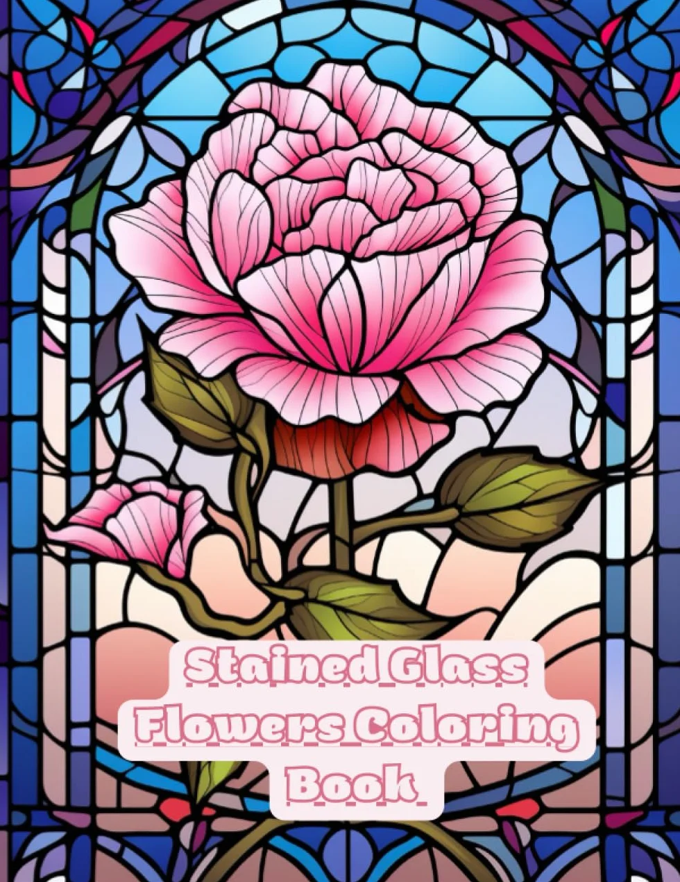 Stained Glass Flowers:: An Adult Coloring Book with 50 Beautiful Flower Patterns for Relaxation and Self-Reflection for Stress Relief. Nature & Botanical Simple Designs. Great gift for any occassion.