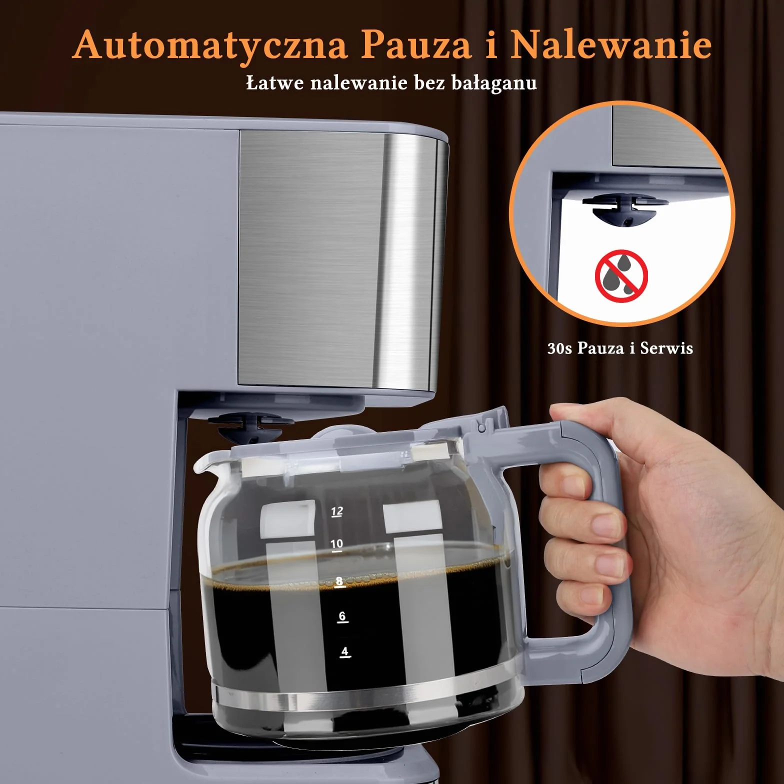 Taylor Swoden Amerykański ekspres do kawy 950 W na 12 filiżanek i pojemności 1,5 l z filtrem wielokrotnego użytku i podstawą utrzymującą ciepło, system zapobiegający kapaniu, timerowi i BPA FREE