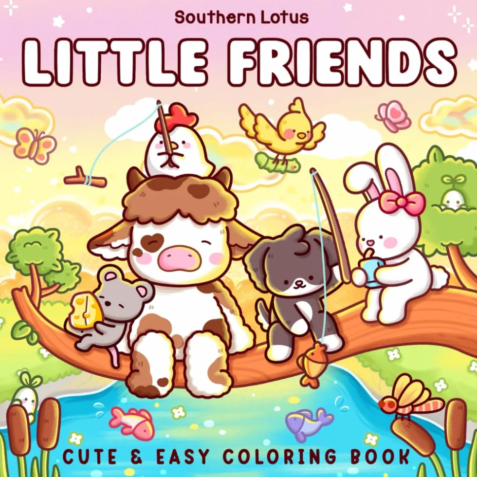 Little Friends: Coloring Book for Adults and Teens Featuring Fuzzy Animal Characters and Cute Besties in Cozy Moments and Daily Adventures for Relaxation