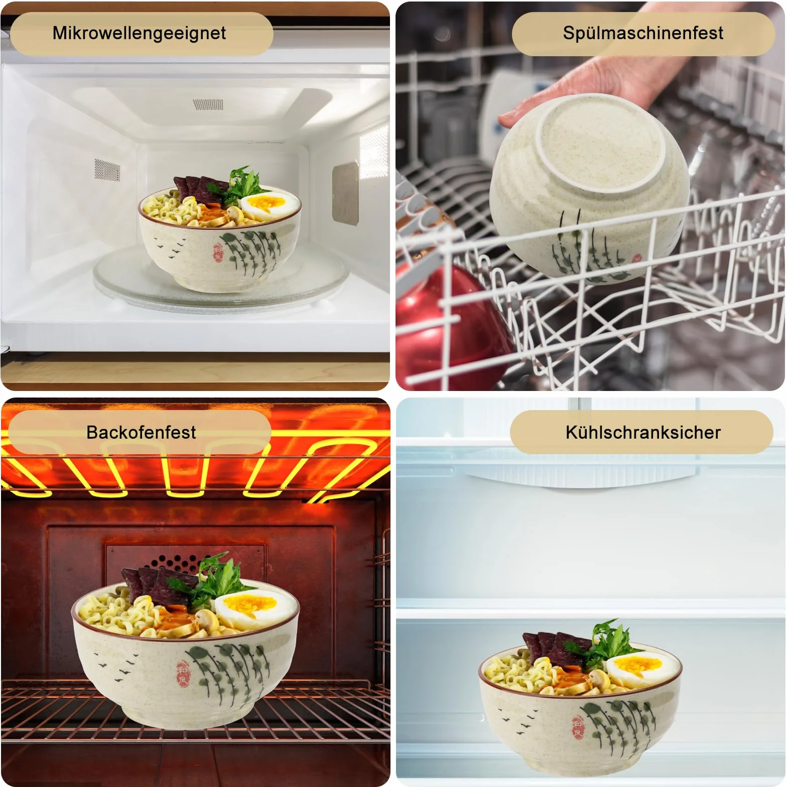 APOMOONS Ceramiczna miska do ramenu 580 ml z pałeczkami i łyżeczkami, japońska porcelanowa miska do zupy