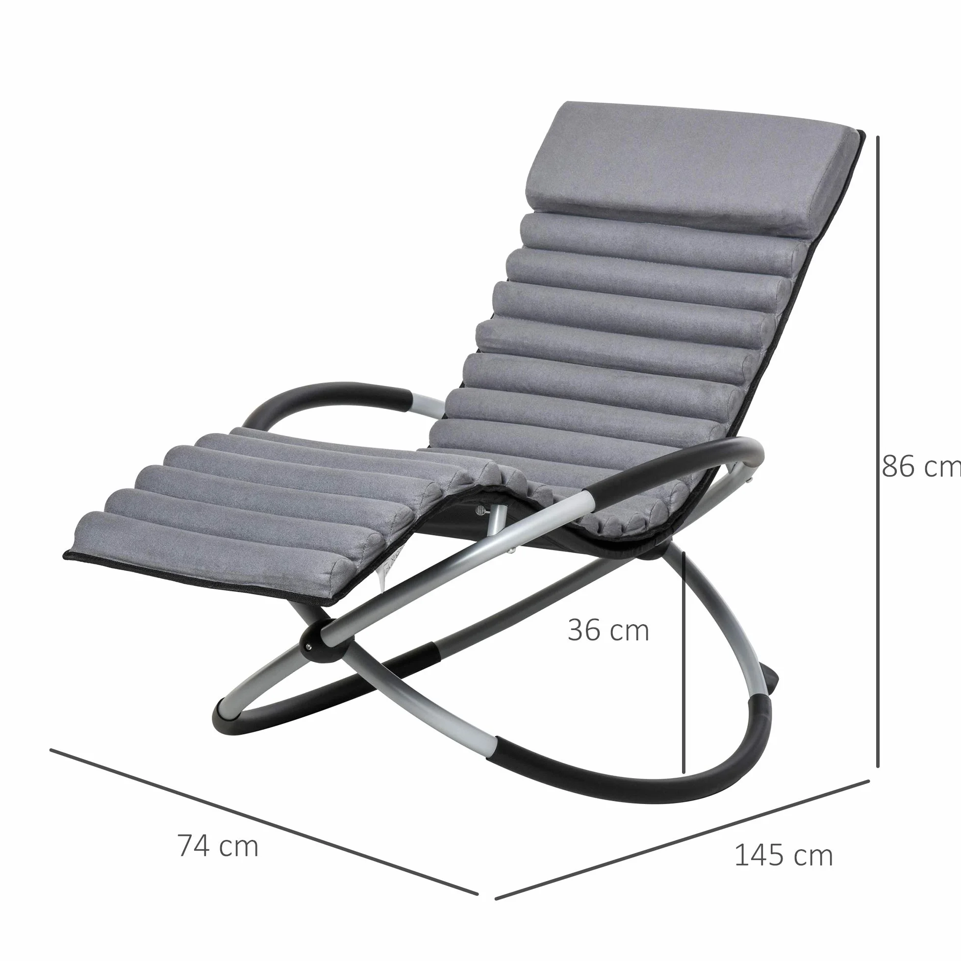 Outsunny fotel bujany ergonomia 2 w 1 krzesło bujane krzesło ogrodowe leżanka bujana tekstylina kulisty ciemnoszary 150 x 62 x 88 cm