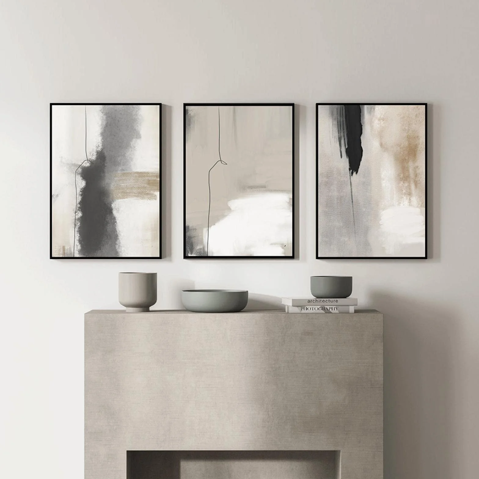 KEBIA Obrazy na płótnie abstrakcyjne akwarela 70 x 100 cm x 3 bez ramy