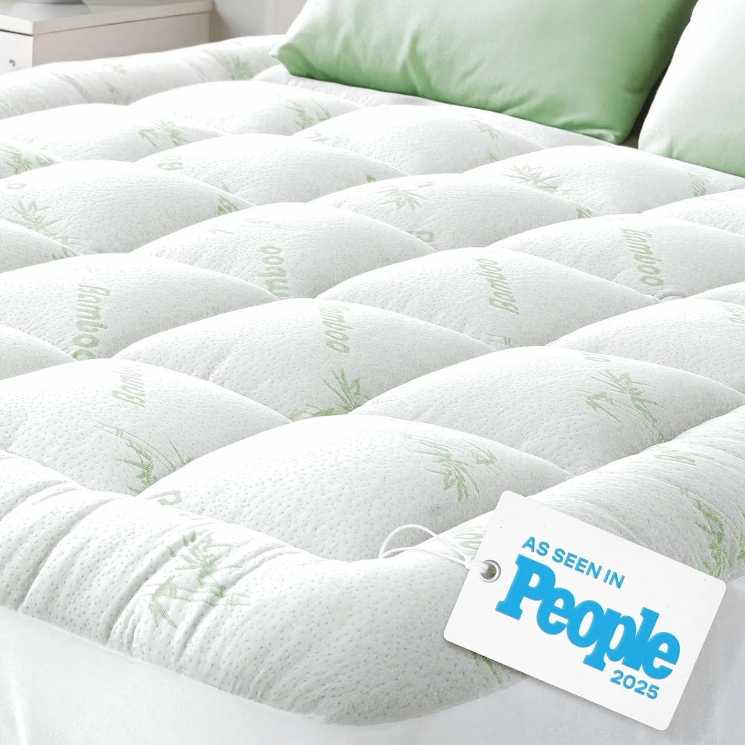 Green Viscose Bamboo Mattress Topper 90 x 190 cm 800 GSM 7D/3D 70/30