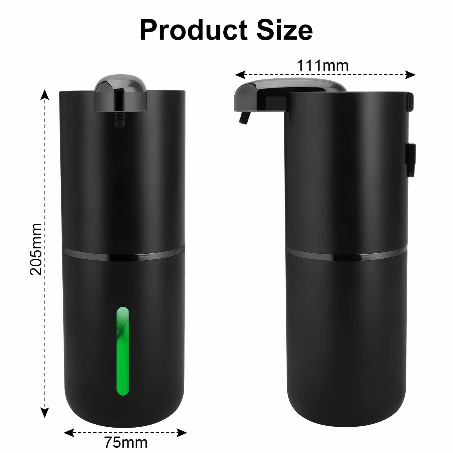 Cuteefun Automatyczny dozownik mydła w płynie, 380 ml, automatyczny dozownik mydła w pianie, 4 stopnie regulacji objętości pianki, możliwość ponownego napełniania, naścienny dozownik mydła do pokoju